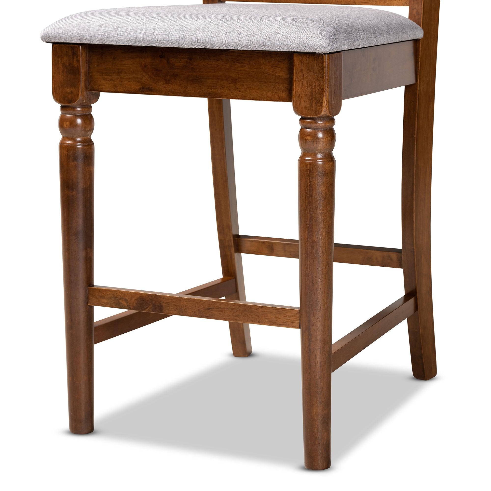 Ramiro Modern and Contemporary Transitional Fabric Upholstered and Finished Wood 2-Piece Counter Stool Set