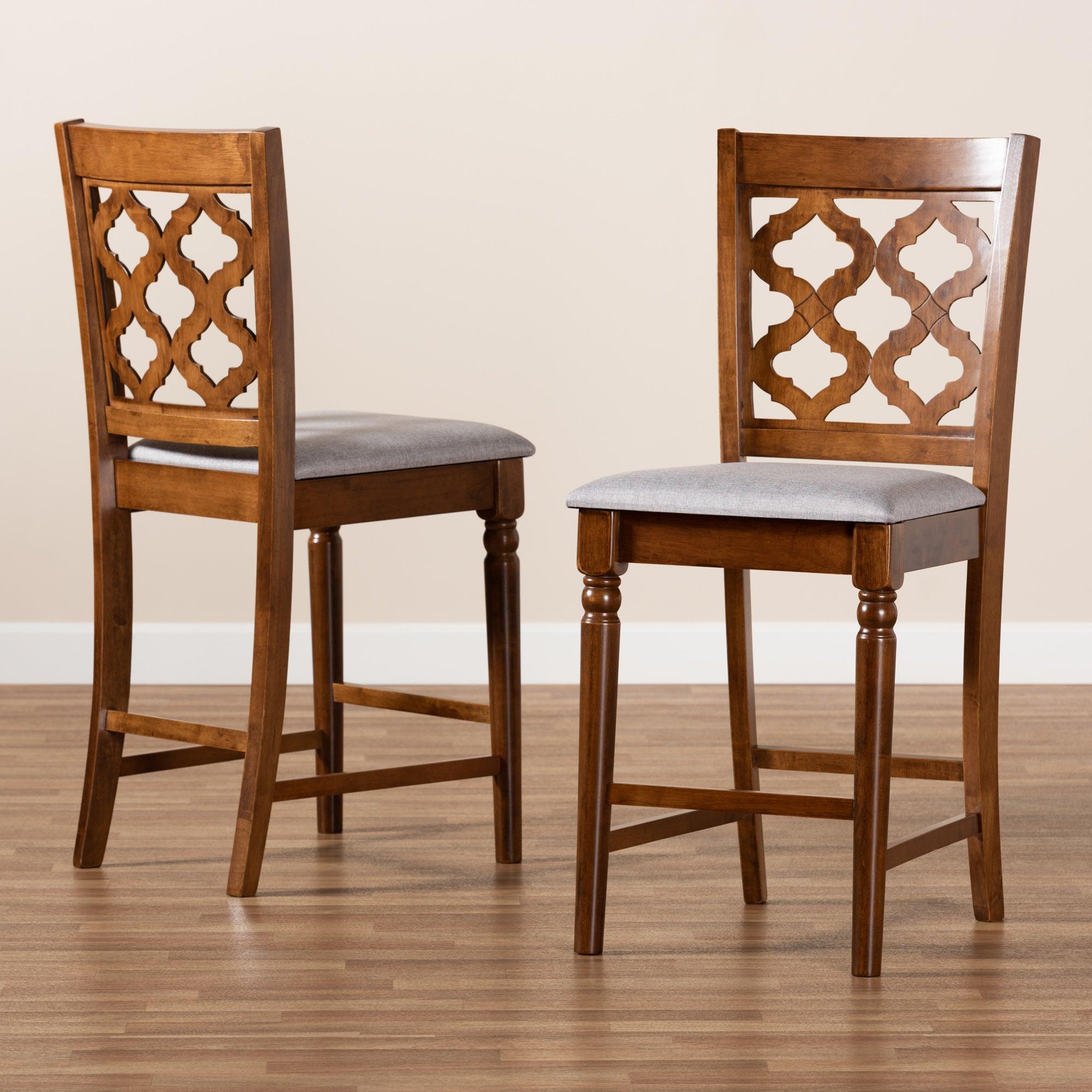 Ramiro Modern and Contemporary Transitional Fabric Upholstered and Finished Wood 2-Piece Counter Stool Set