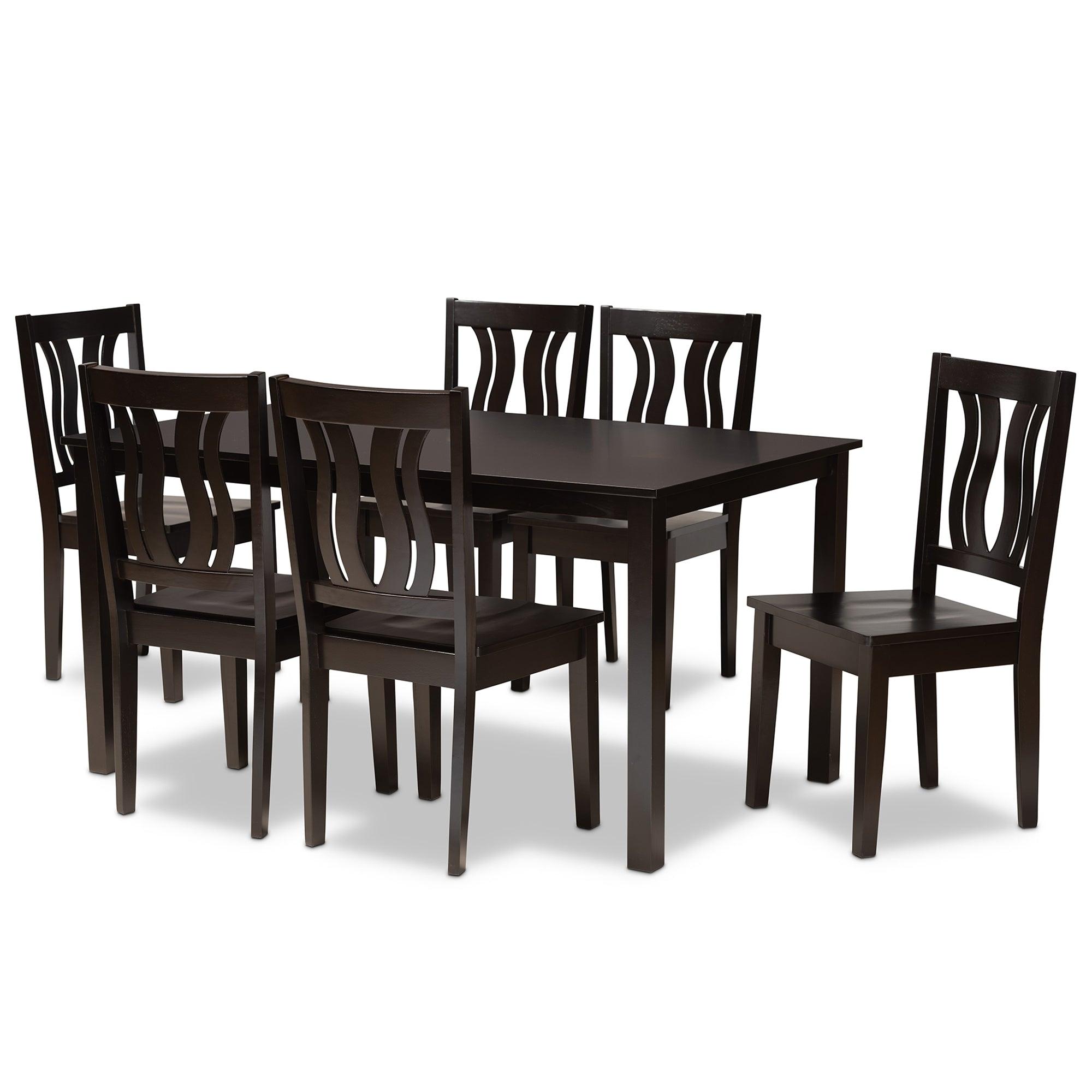 Zamira Modern and Contemporary Transitional Finished Wood 7-Piece Dining Set