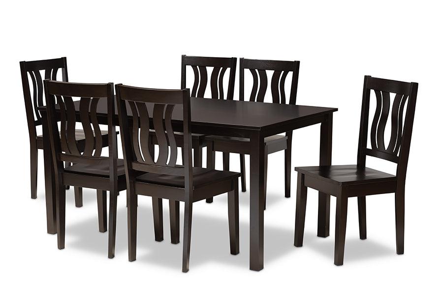 Zamira Modern and Contemporary Transitional Finished Wood 7-Piece Dining Set