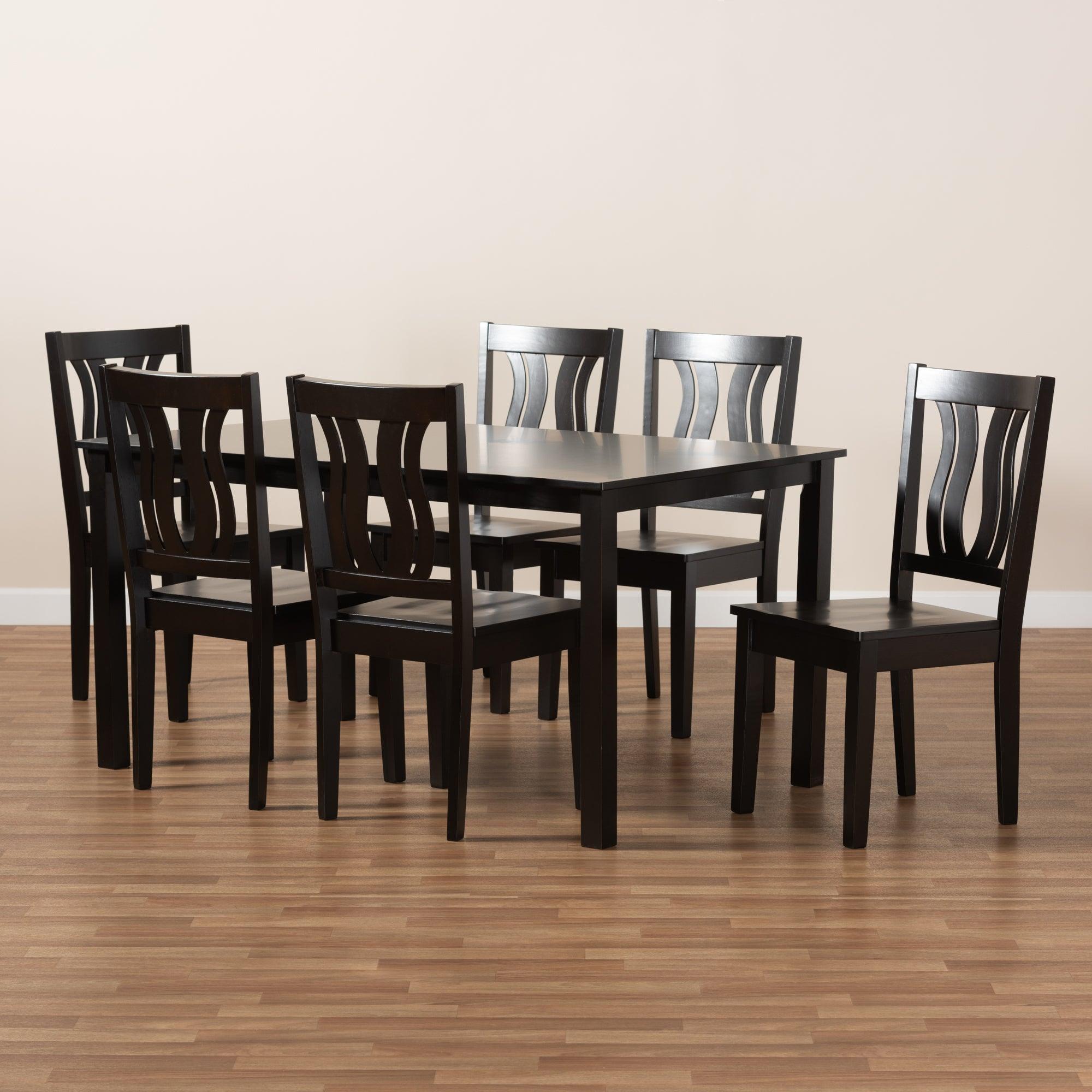 Zamira Modern and Contemporary Transitional Finished Wood 7-Piece Dining Set