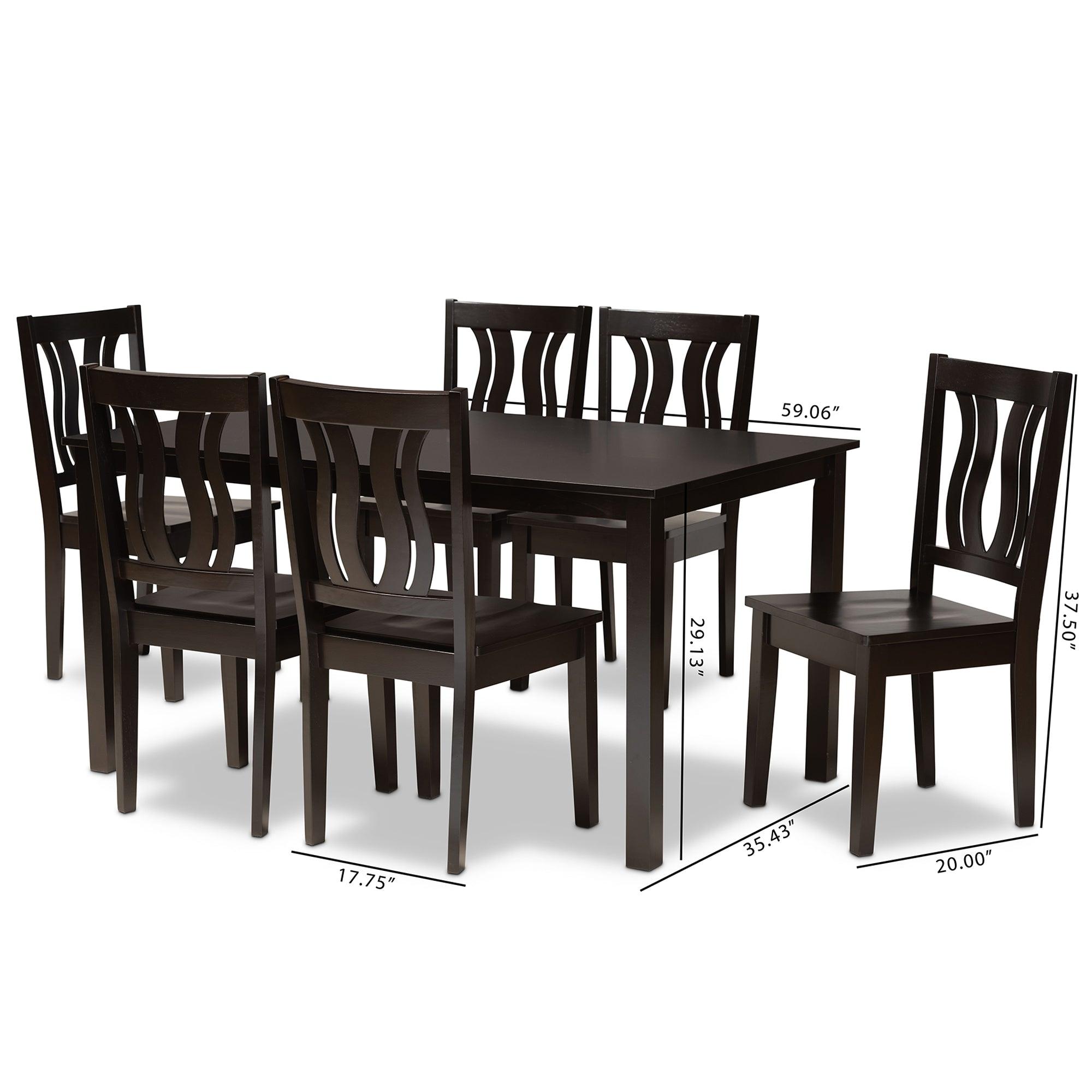 Zamira Modern and Contemporary Transitional Finished Wood 7-Piece Dining Set