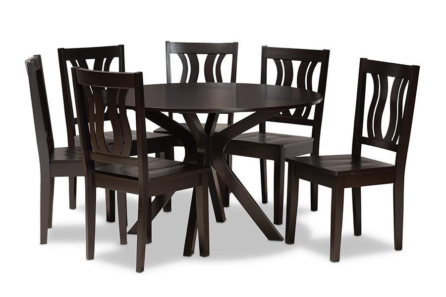 Mare Modern and Contemporary Transitional Finished Wood 7-Piece Dining Set