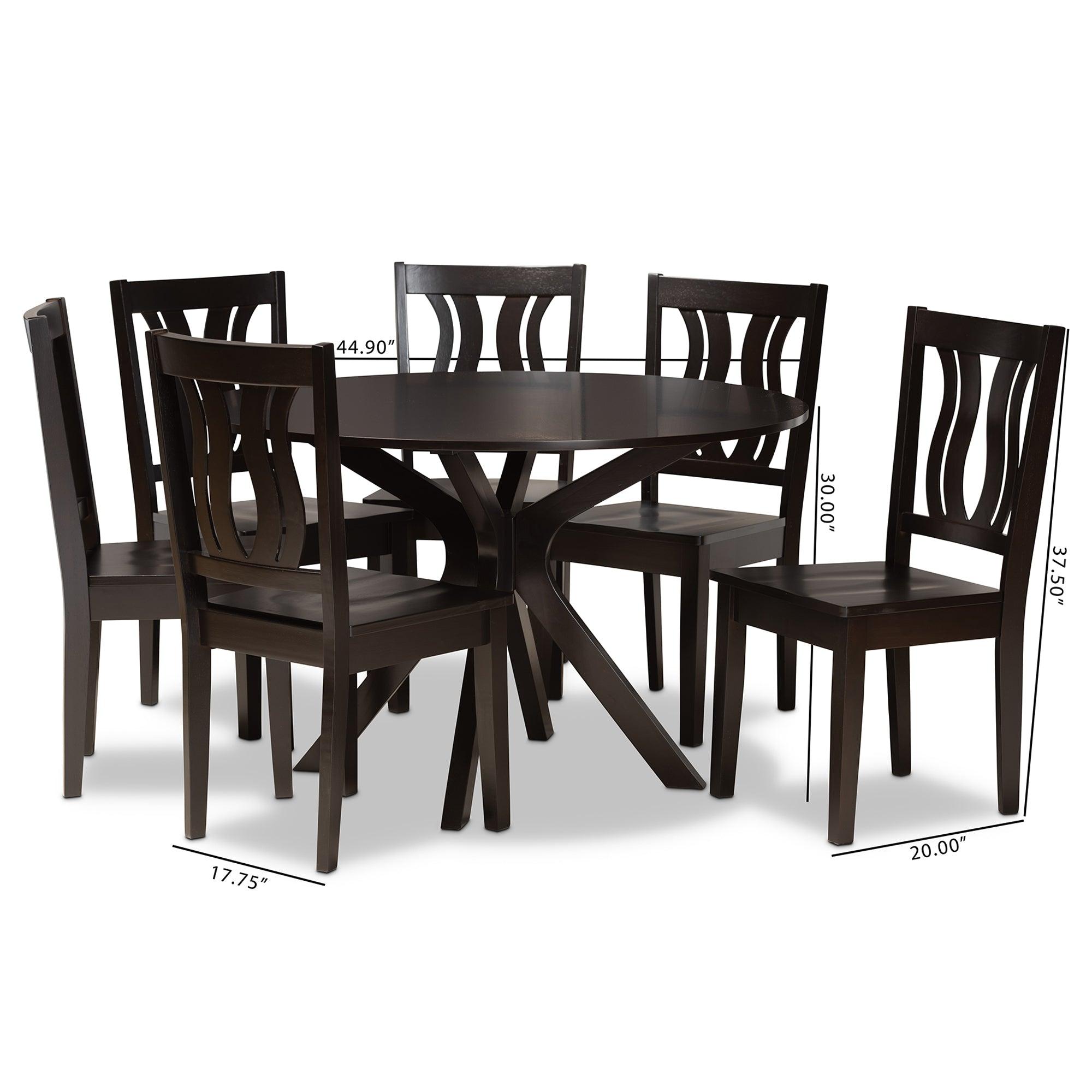 Mare Modern and Contemporary Transitional Finished Wood 7-Piece Dining Set