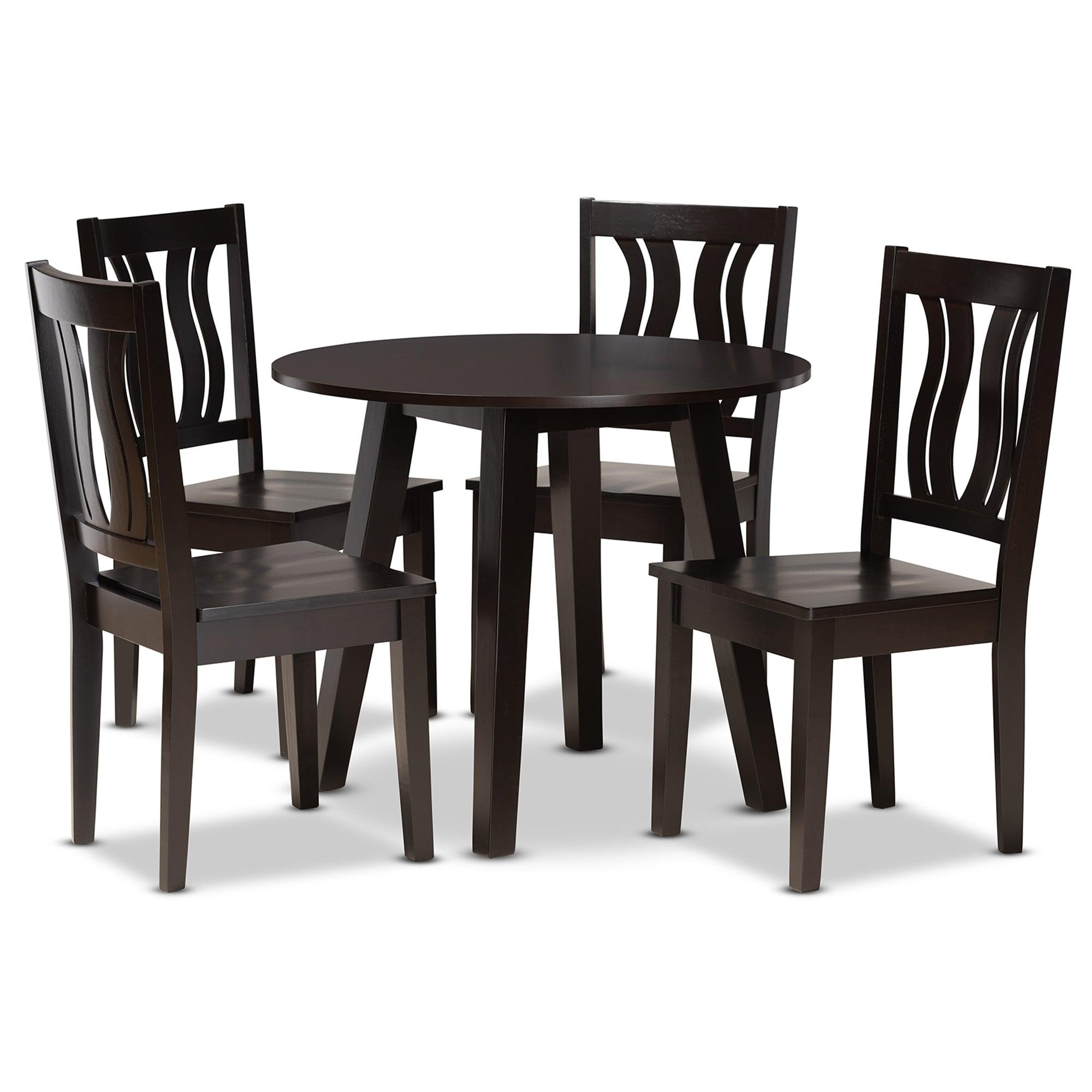 Anesa Modern and Contemporary Transitional Finished Wood 5-Piece Dining Set