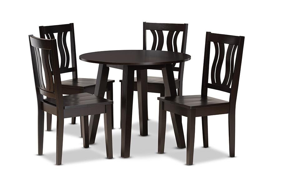 Anesa Modern and Contemporary Transitional Finished Wood 5-Piece Dining Set