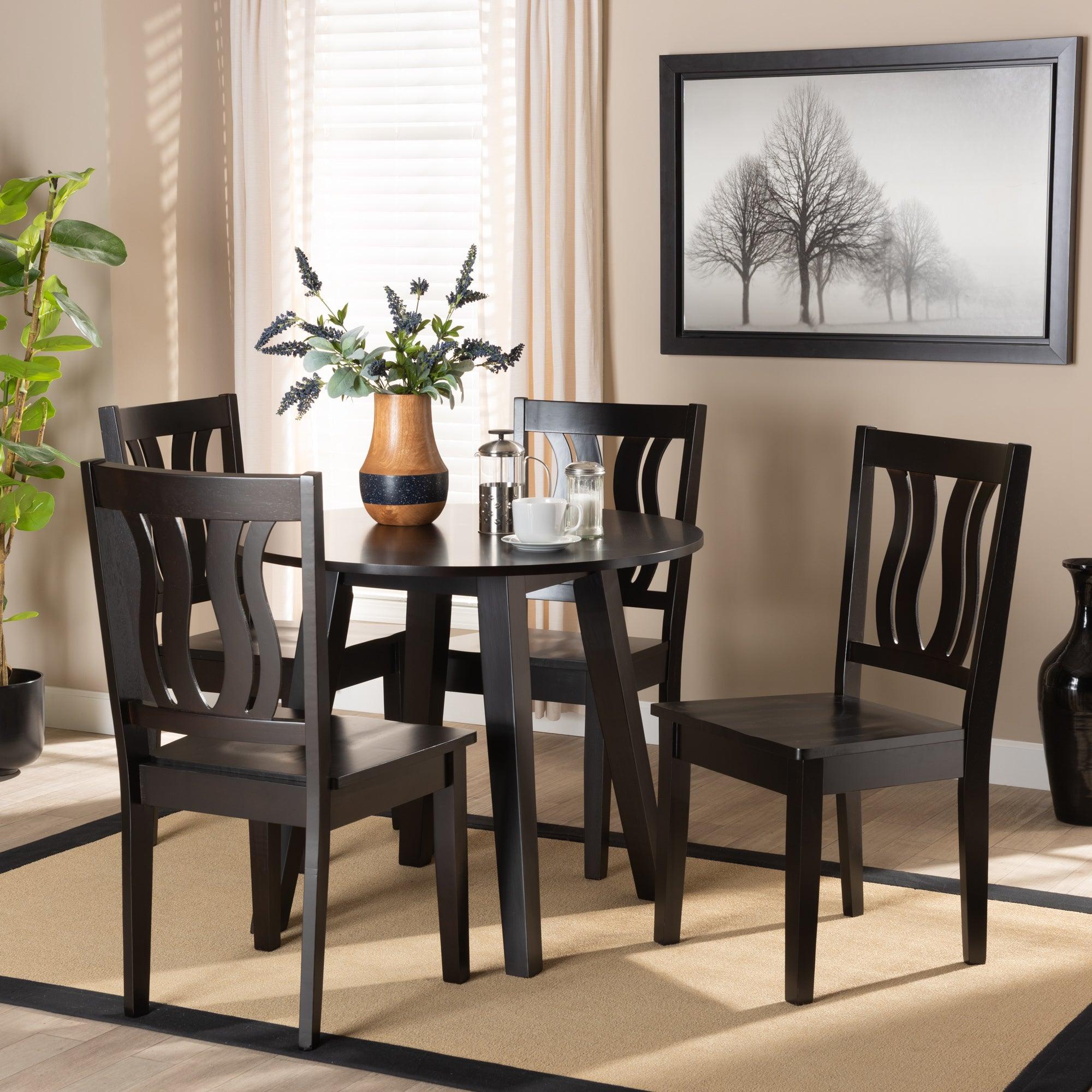 Anesa Modern and Contemporary Transitional Finished Wood 5-Piece Dining Set