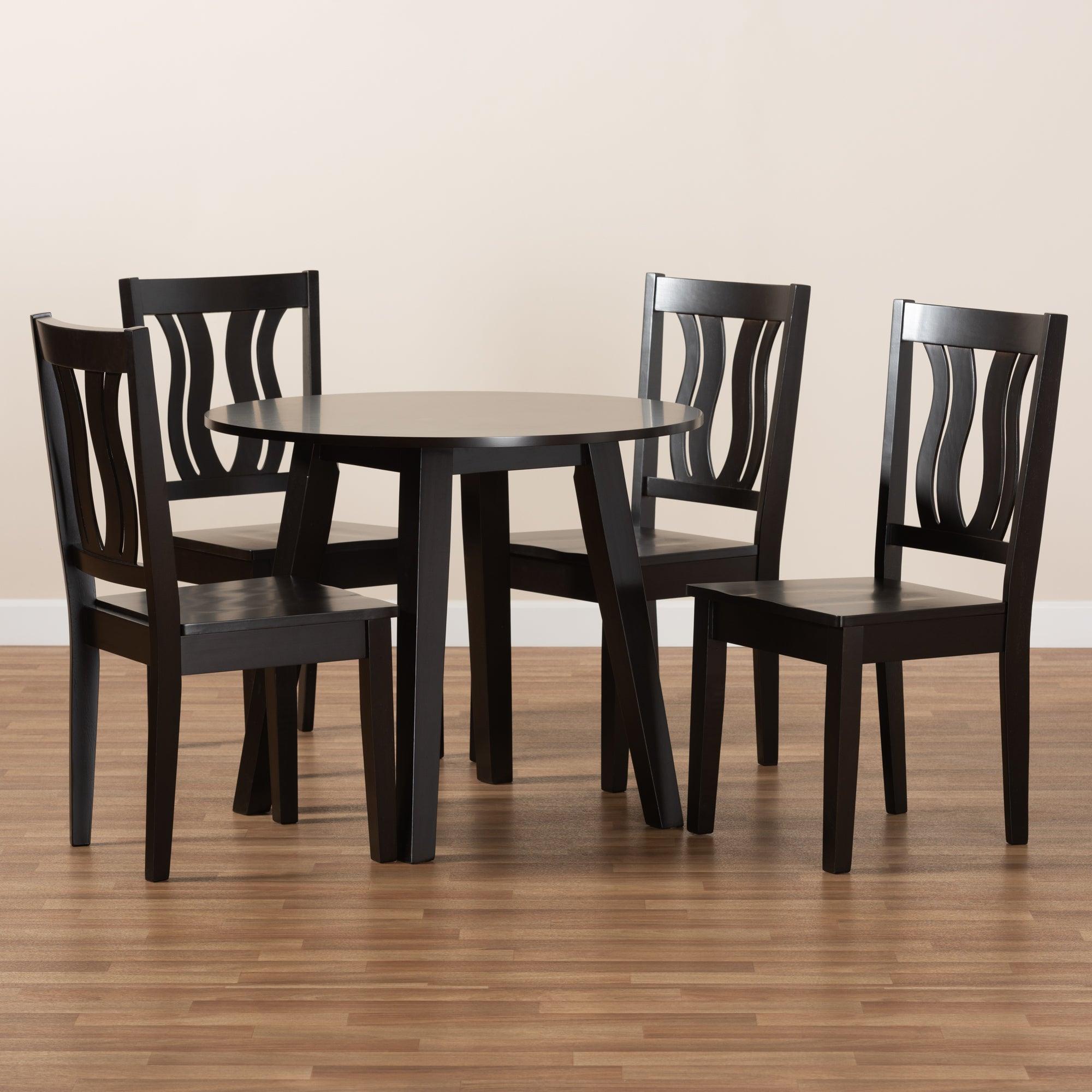 Anesa Modern and Contemporary Transitional Finished Wood 5-Piece Dining Set