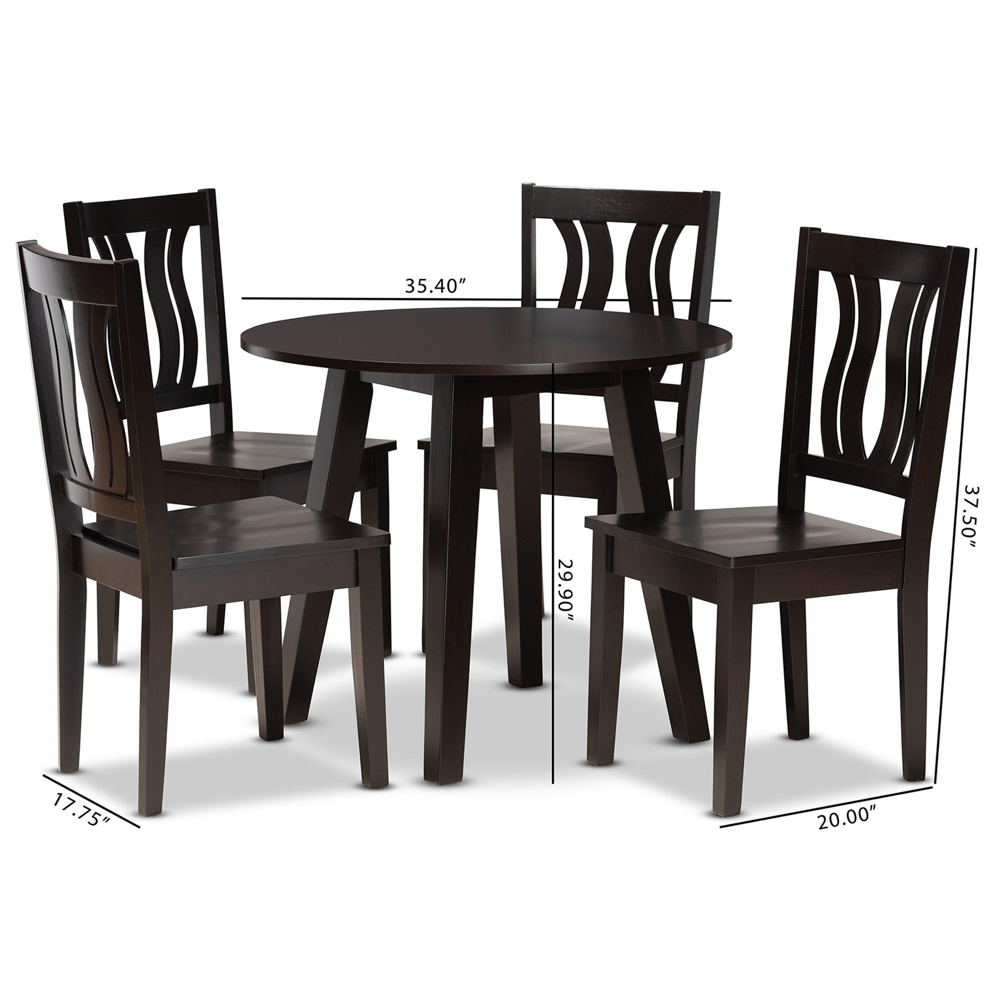 Anesa Modern and Contemporary Transitional Finished Wood 5-Piece Dining Set