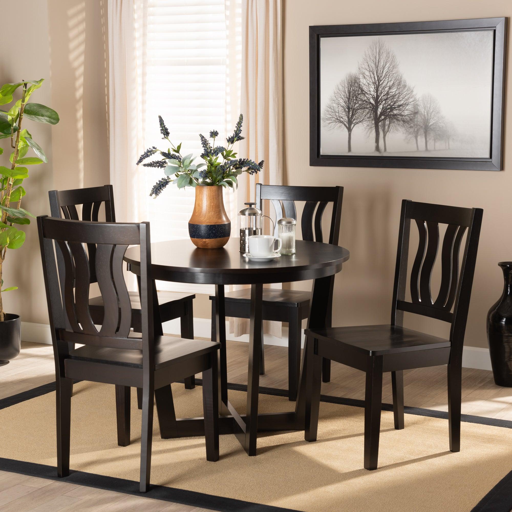 Elodia Modern and Contemporary Transitional Finished Wood 5-Piece Dining Set