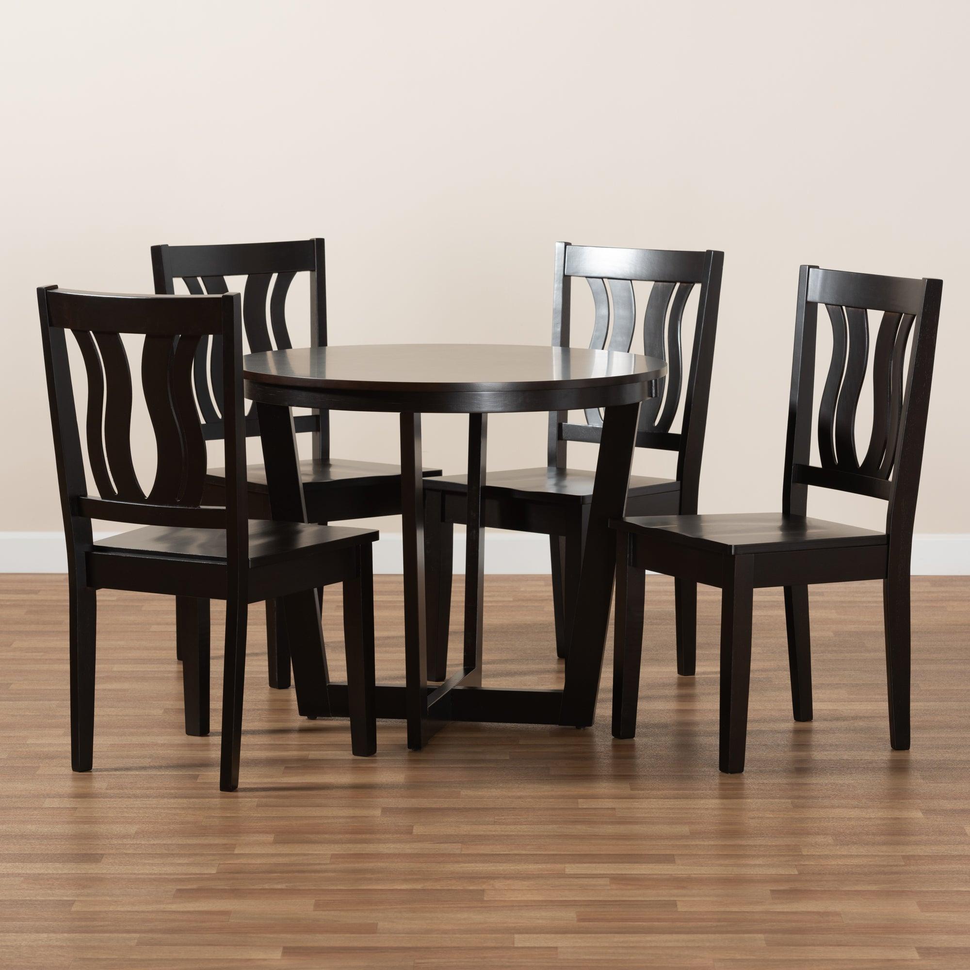 Elodia Modern and Contemporary Transitional Finished Wood 5-Piece Dining Set