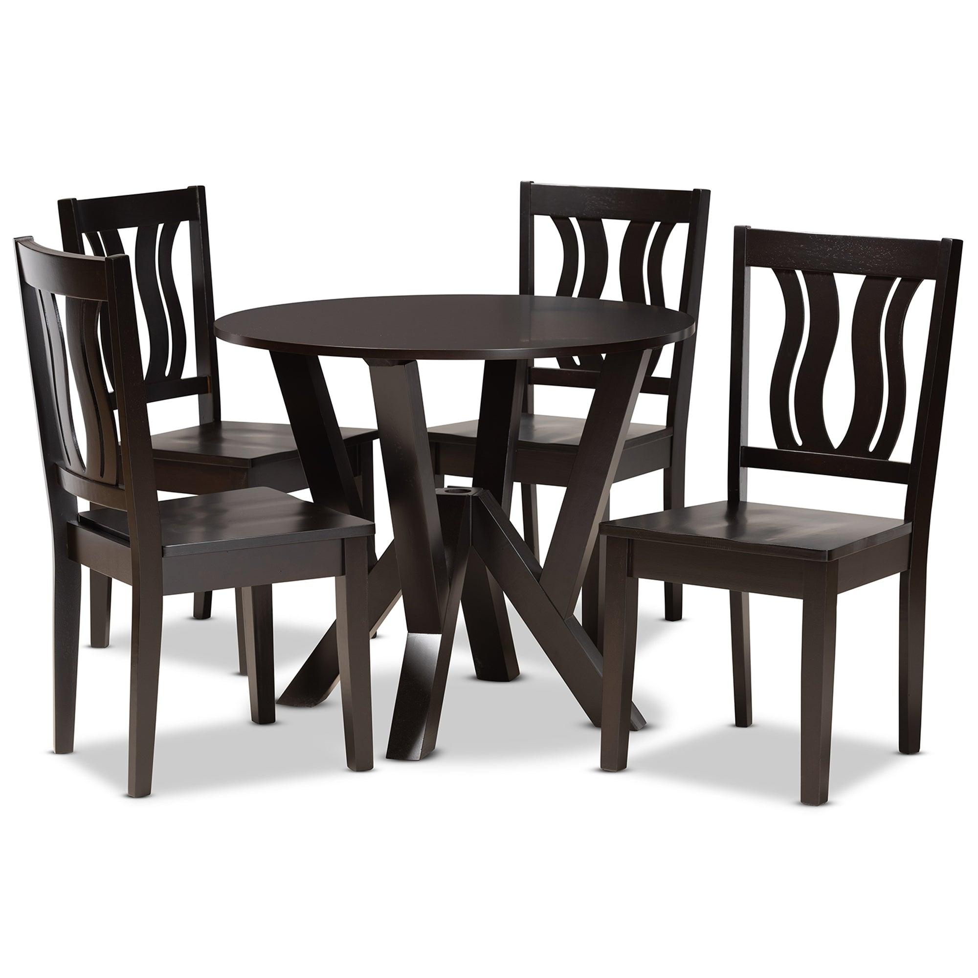 Noelia Modern and Contemporary Transitional Finished Wood 5-Piece Dining Set