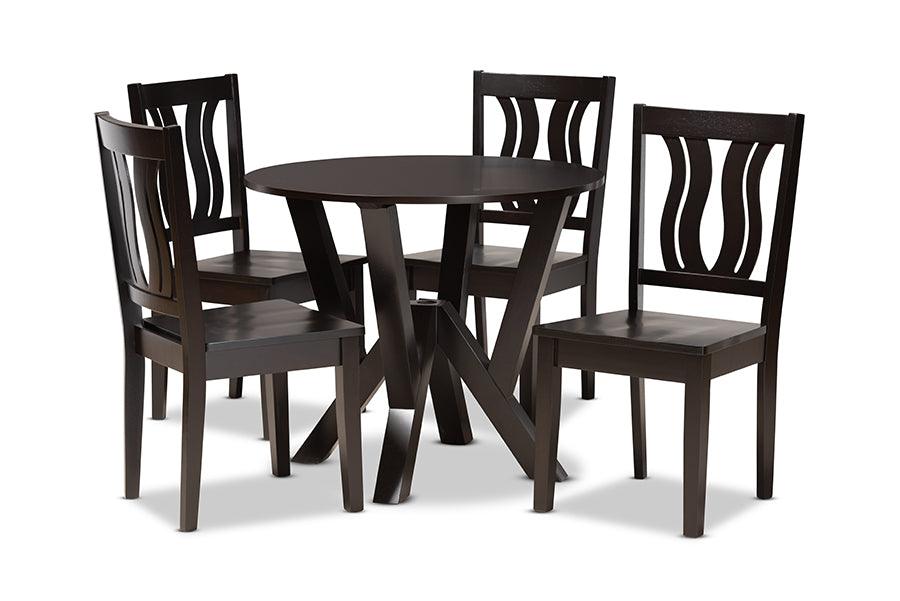 Noelia Modern and Contemporary Transitional Finished Wood 5-Piece Dining Set