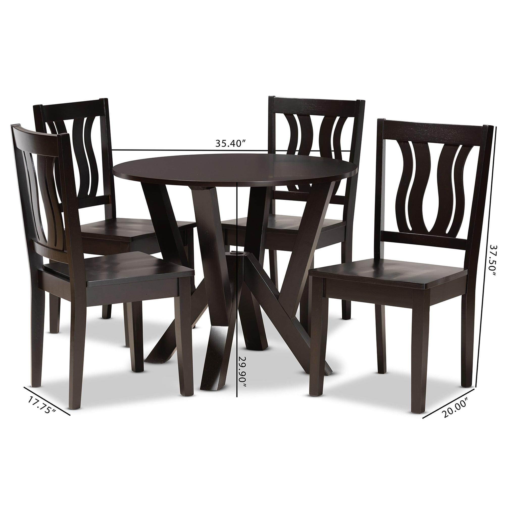 Noelia Modern and Contemporary Transitional Finished Wood 5-Piece Dining Set