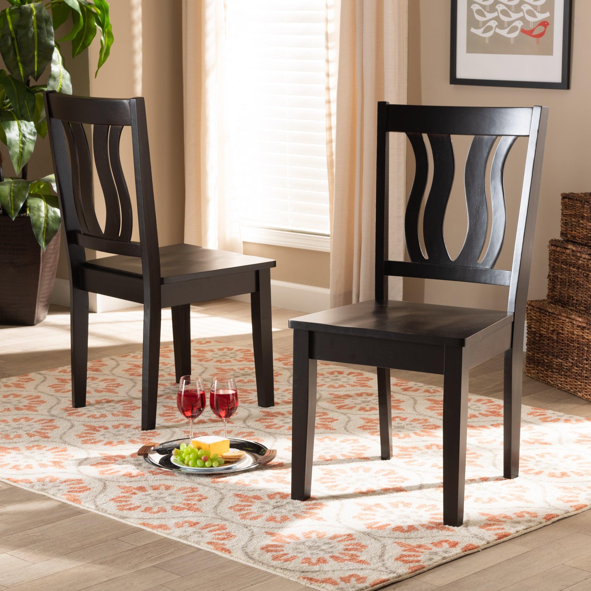 Fenton Modern and Contemporary Transitional Finished Wood 2-Piece Dining Chair Set