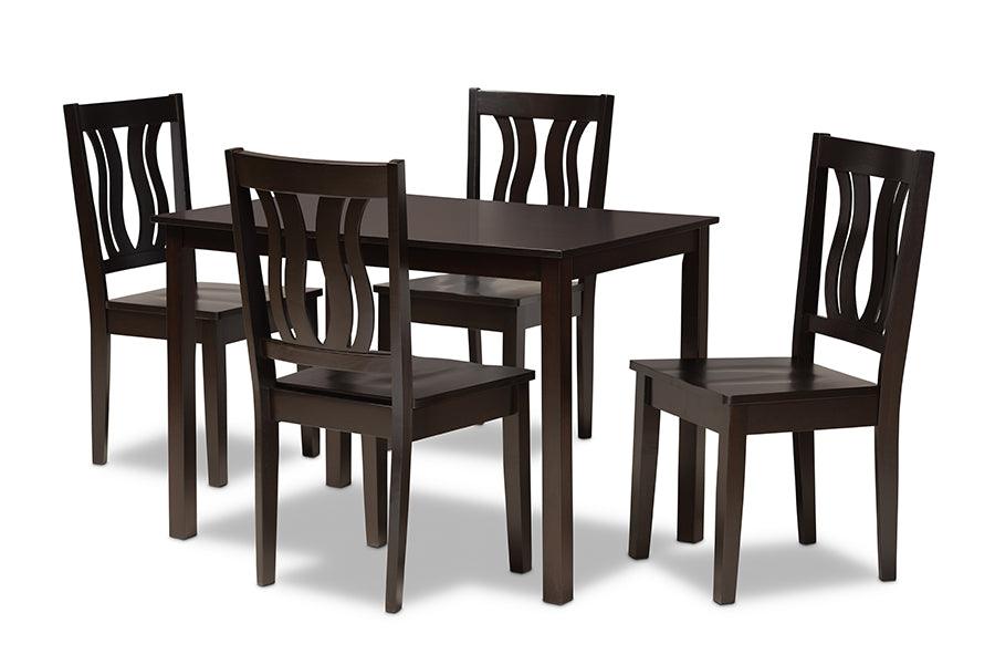 Zamira Modern and Contemporary Transitional Finished Wood 5-Piece Dining Set