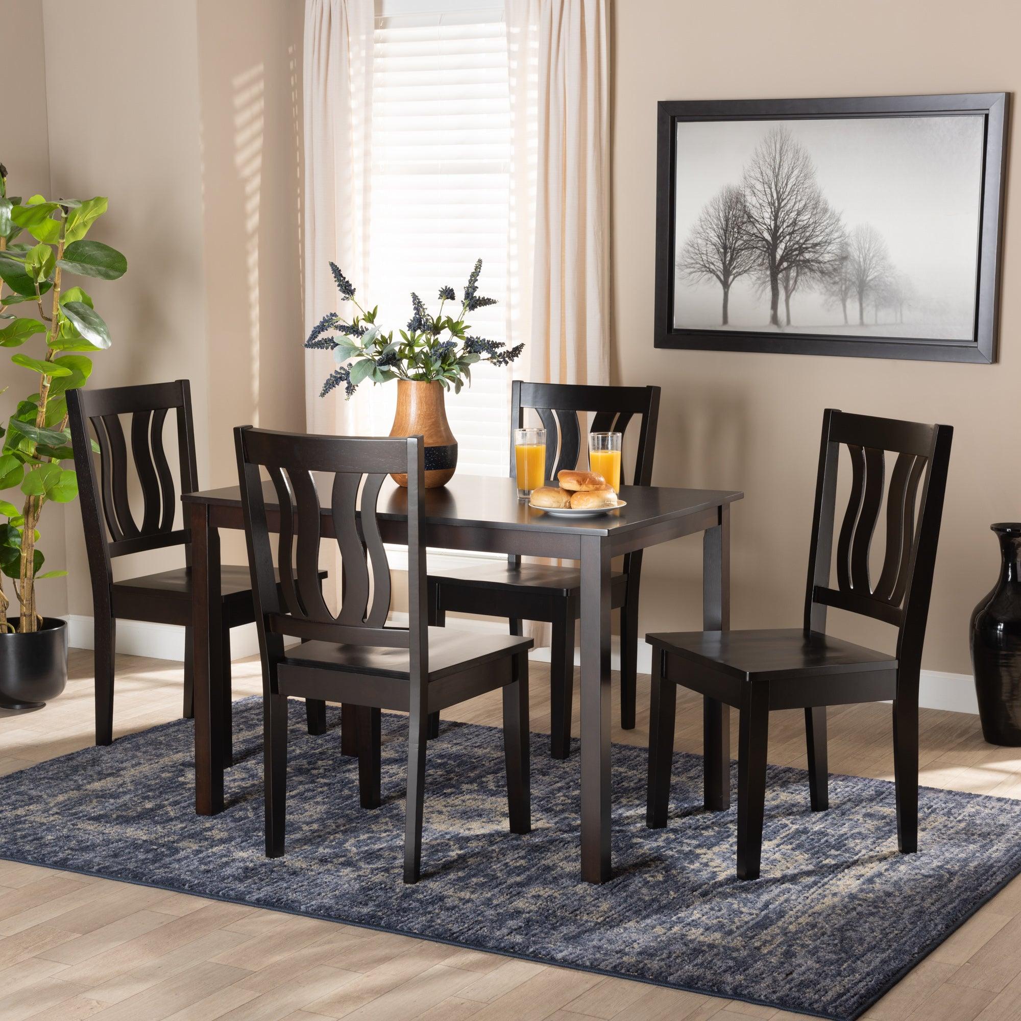 Zamira Modern and Contemporary Transitional Finished Wood 5-Piece Dining Set