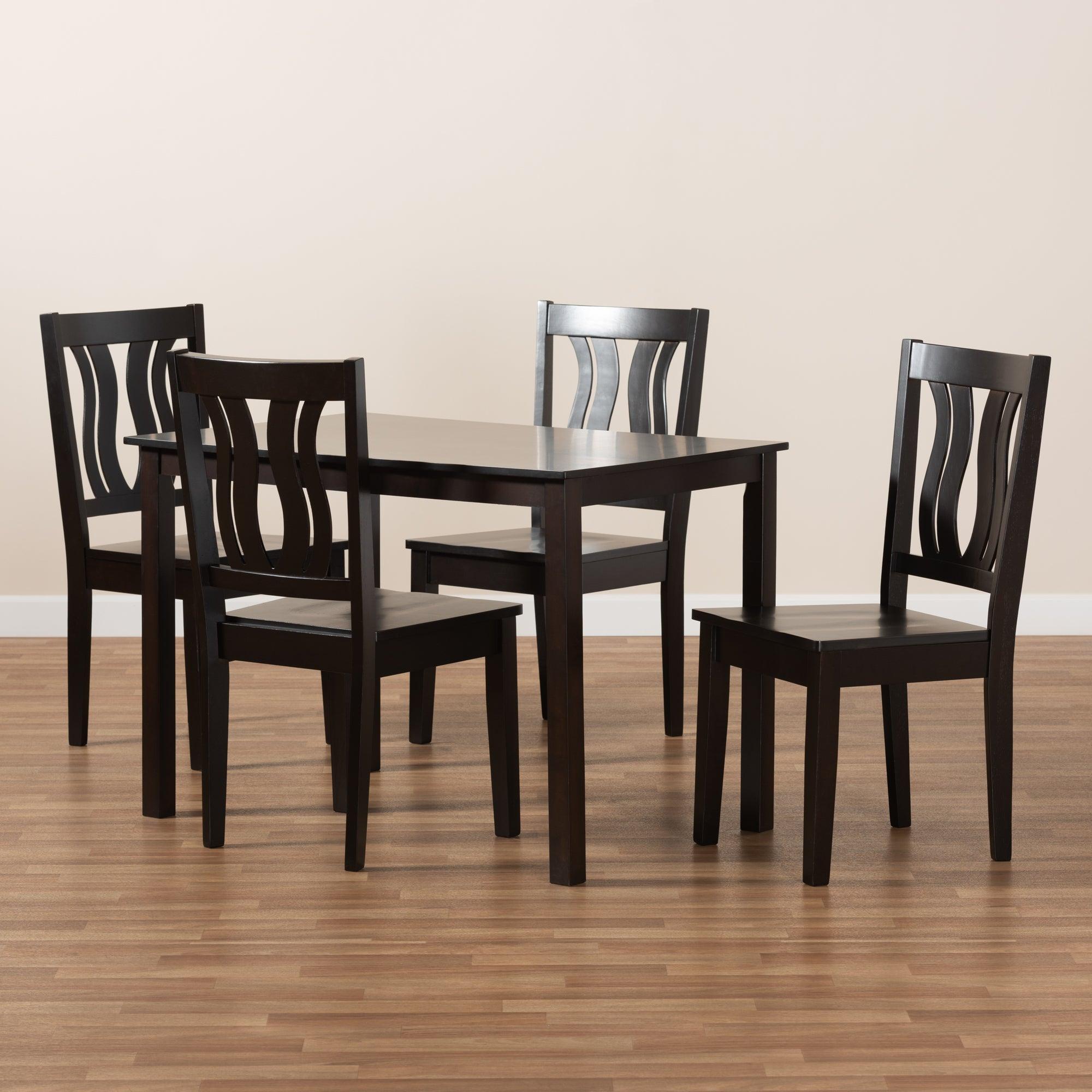 Zamira Modern and Contemporary Transitional Finished Wood 5-Piece Dining Set