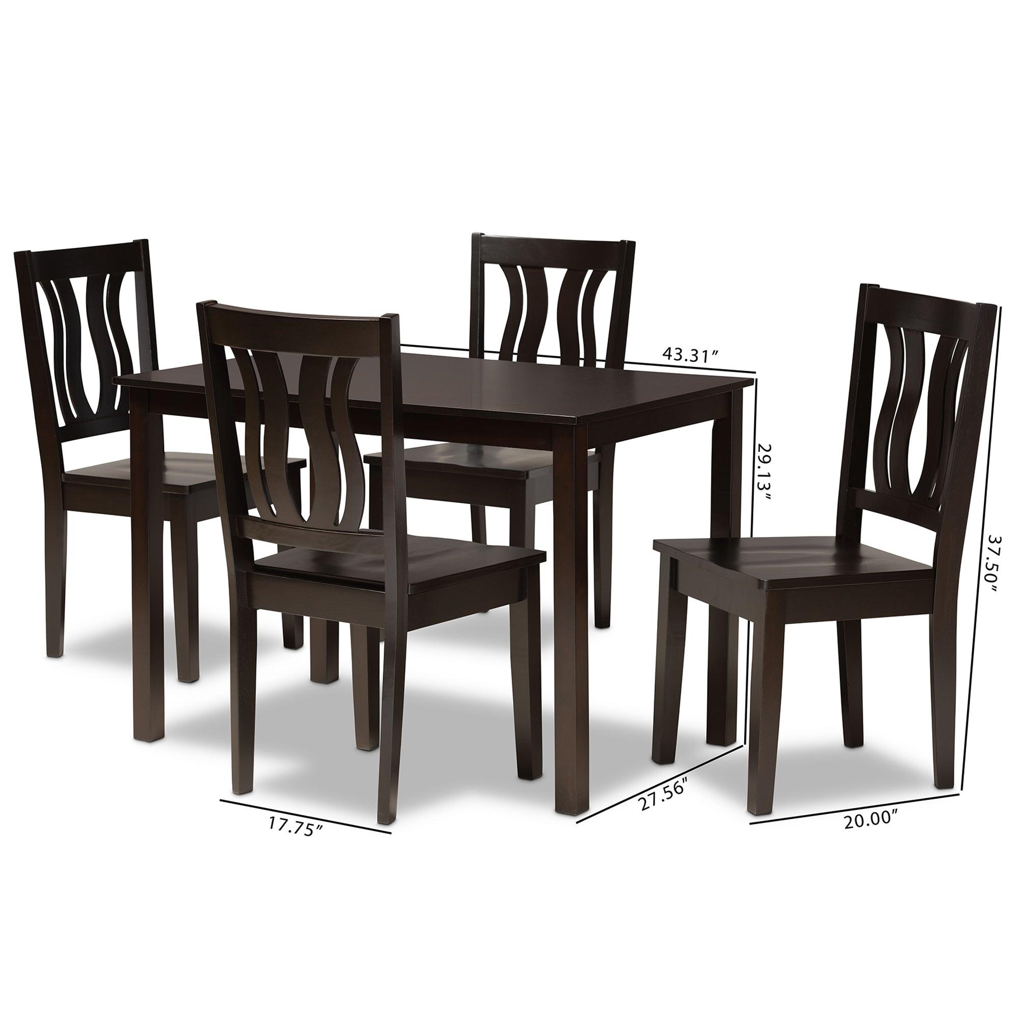 Zamira Modern and Contemporary Transitional Finished Wood 5-Piece Dining Set