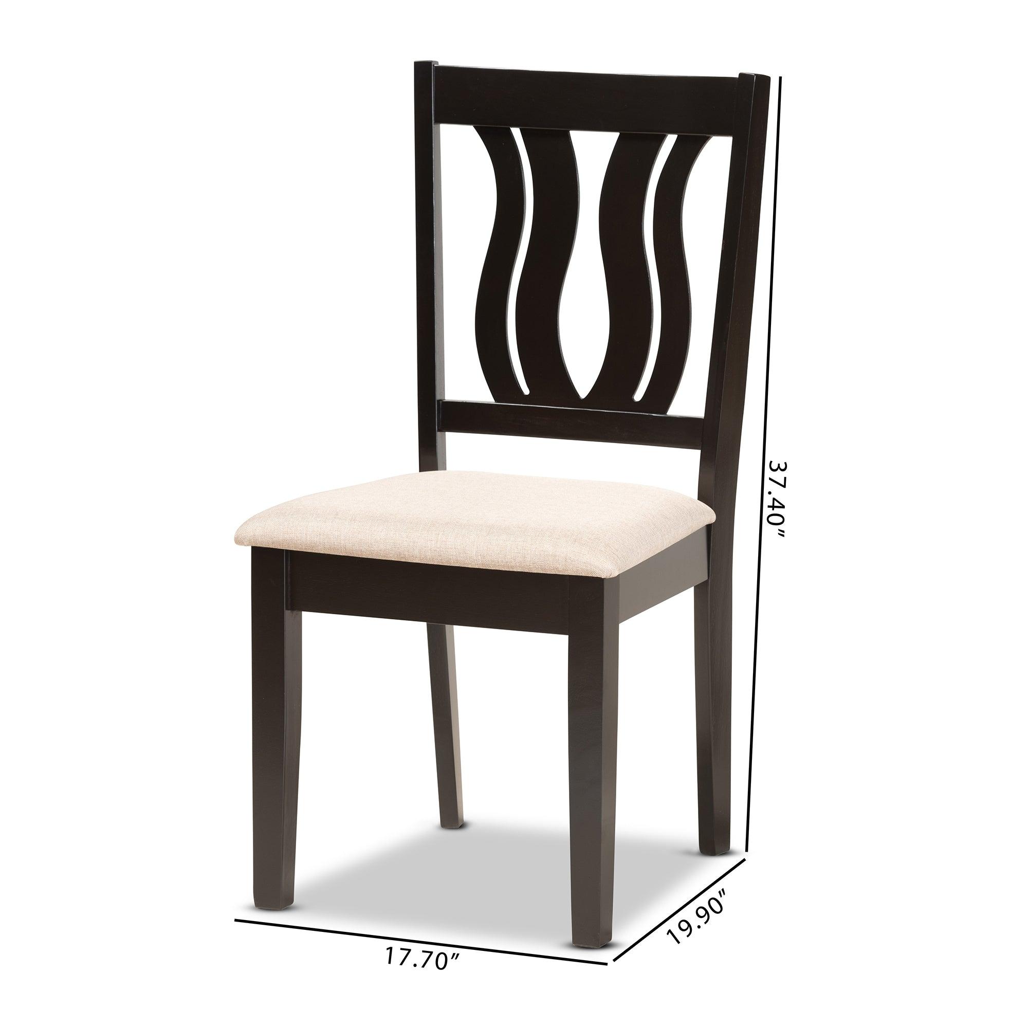 Fenton Modern and Contemporary Sand Fabric Upholstered and Finished Wood 2-Piece Dining Chair Set