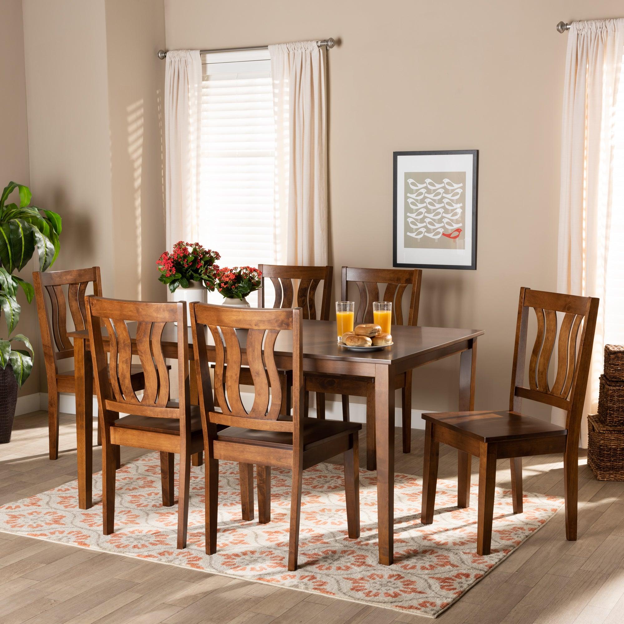 Zamira Modern and Contemporary Transitional Finished Wood 7-Piece Dining Set