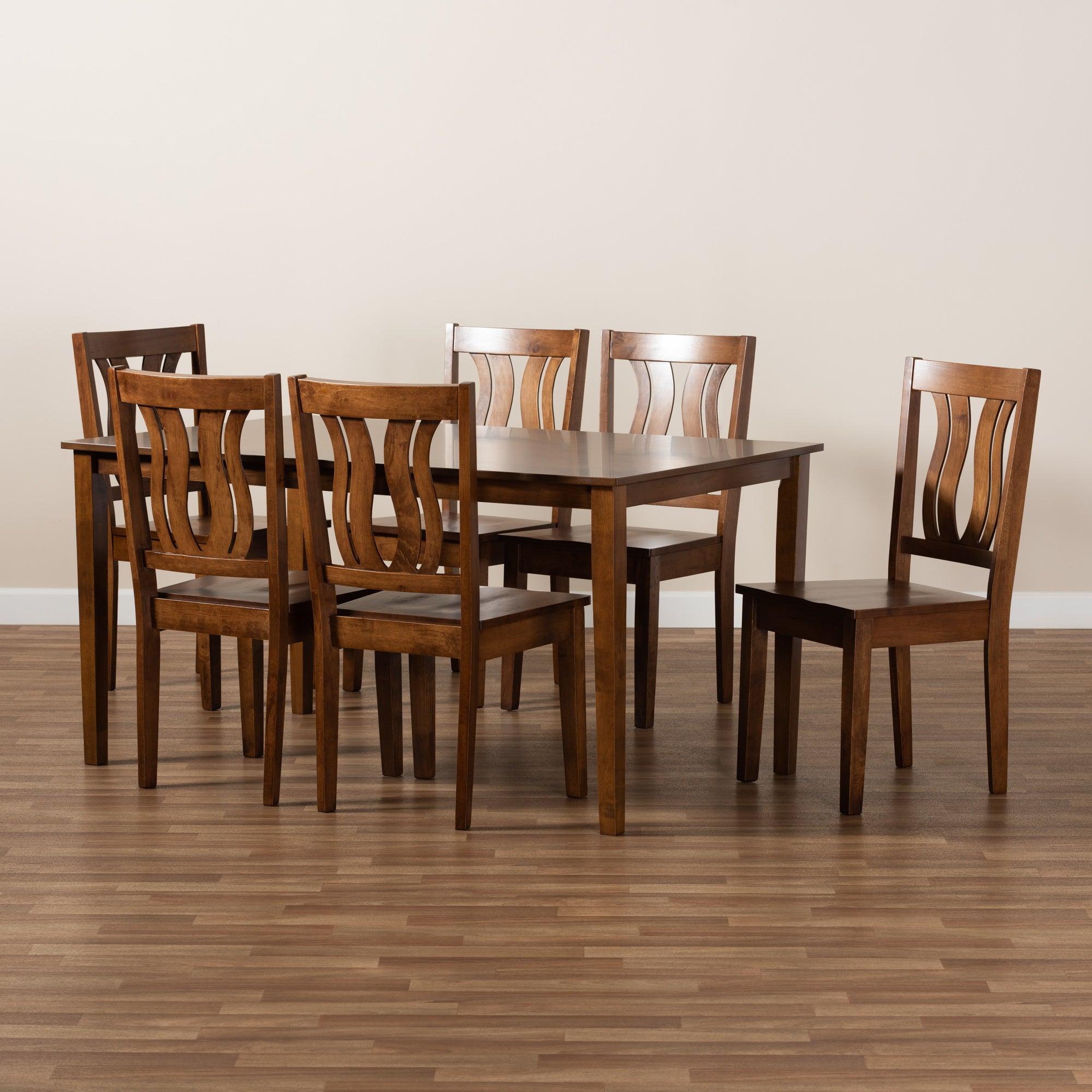 Zamira Modern and Contemporary Transitional Finished Wood 7-Piece Dining Set