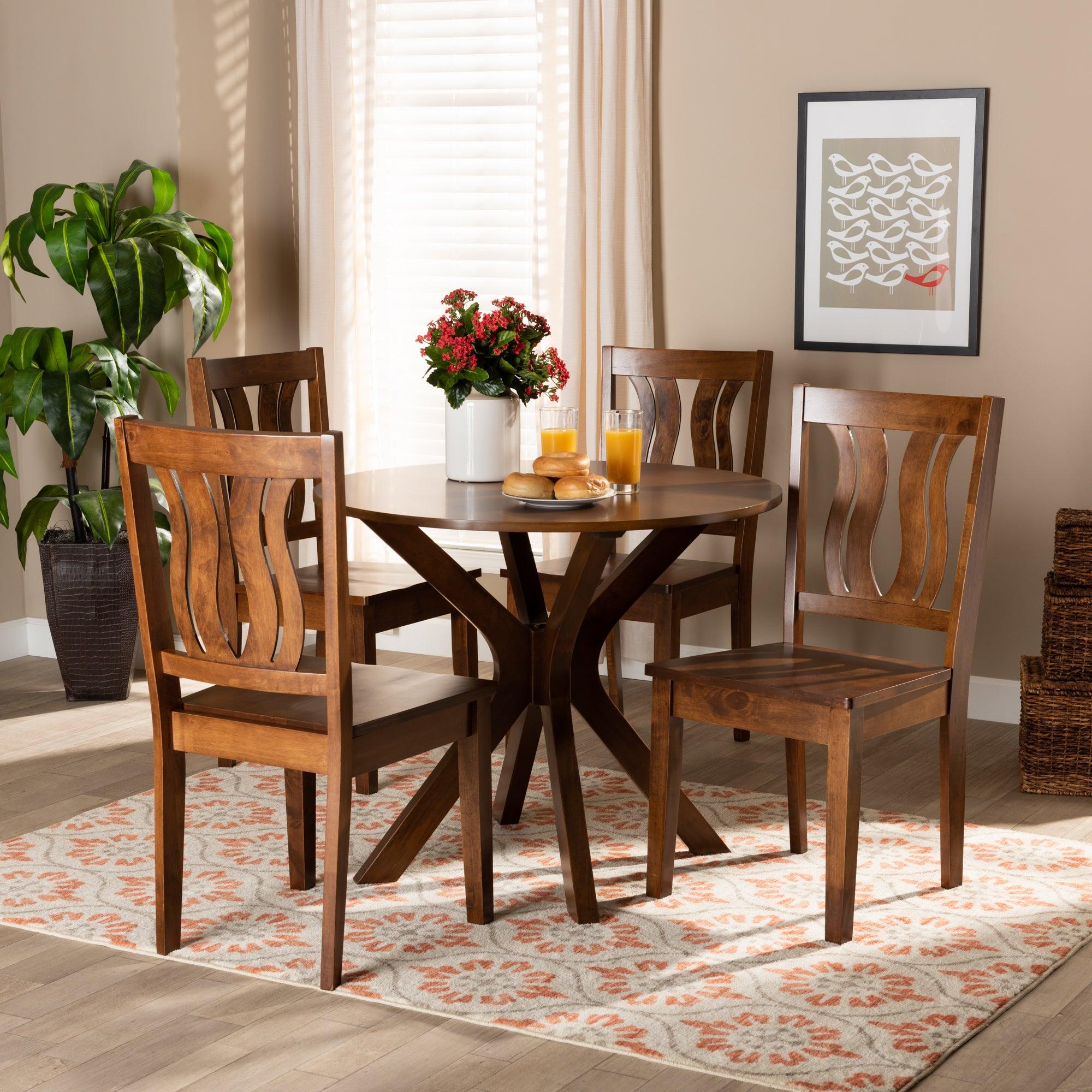 Mare Modern and Contemporary Transitional Finished Wood 5-Piece Dining Set