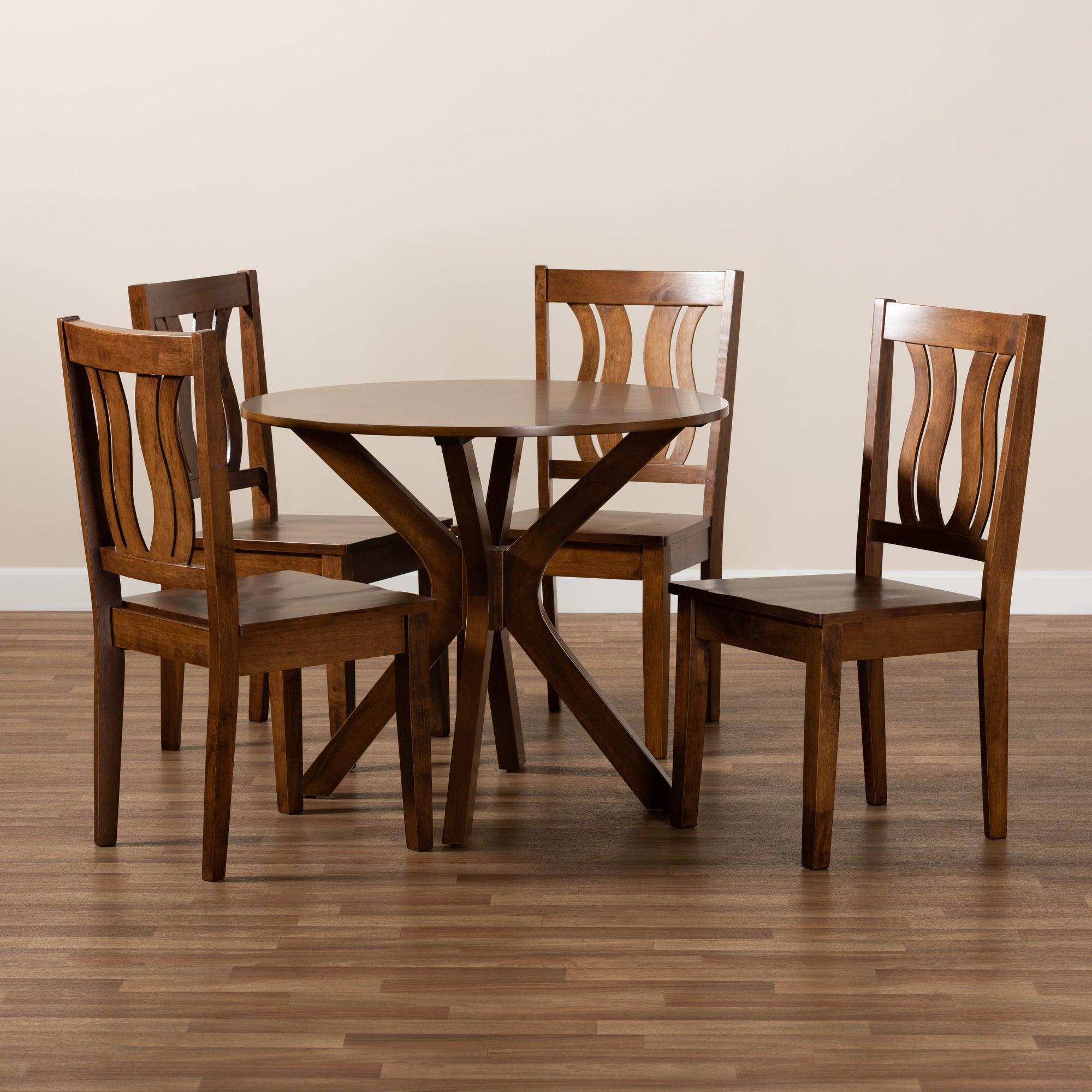 Mare Modern and Contemporary Transitional Finished Wood 5-Piece Dining Set