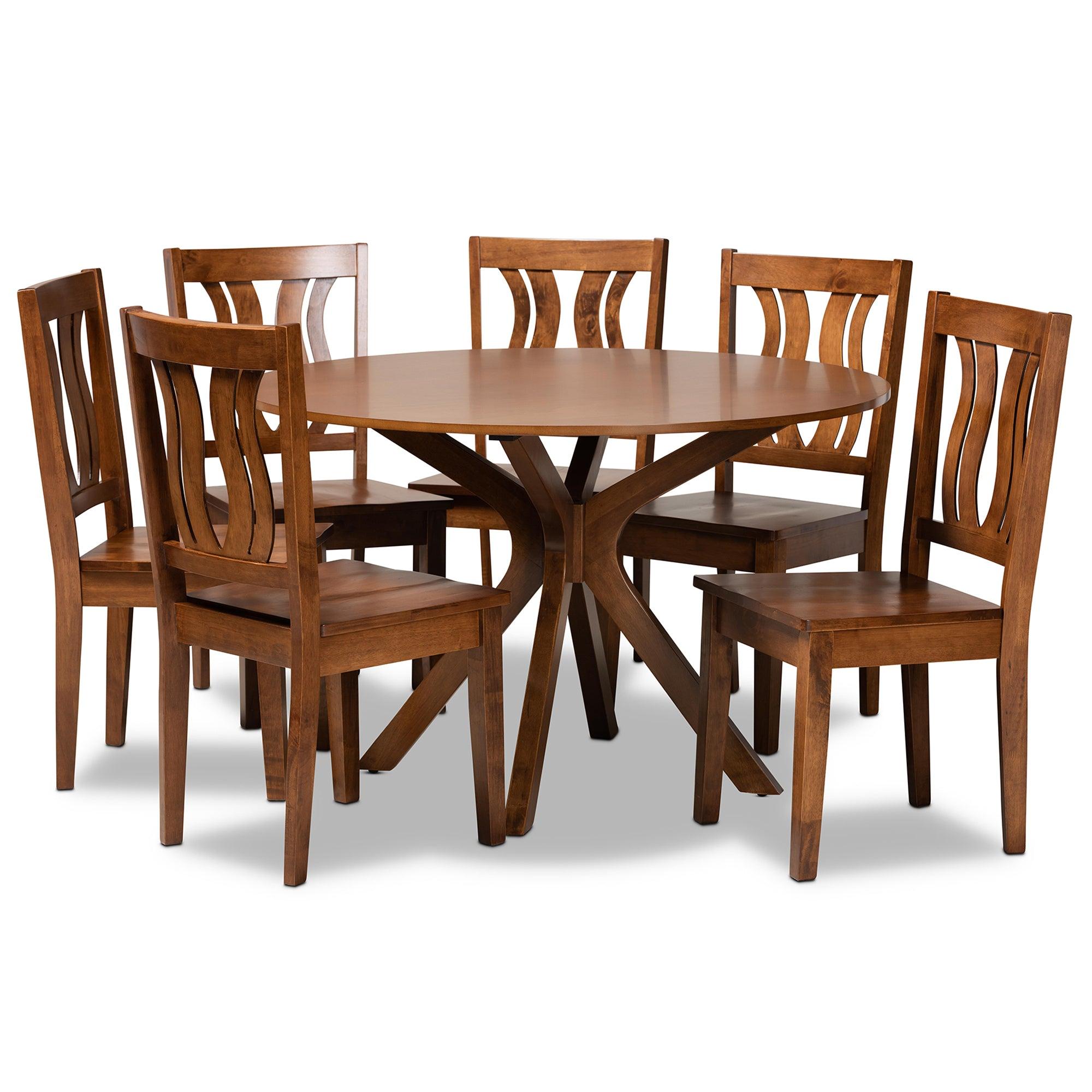 Mare Modern and Contemporary Transitional Finished Wood 7-Piece Dining Set