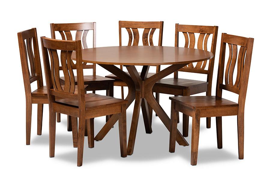 Mare Modern and Contemporary Transitional Finished Wood 7-Piece Dining Set