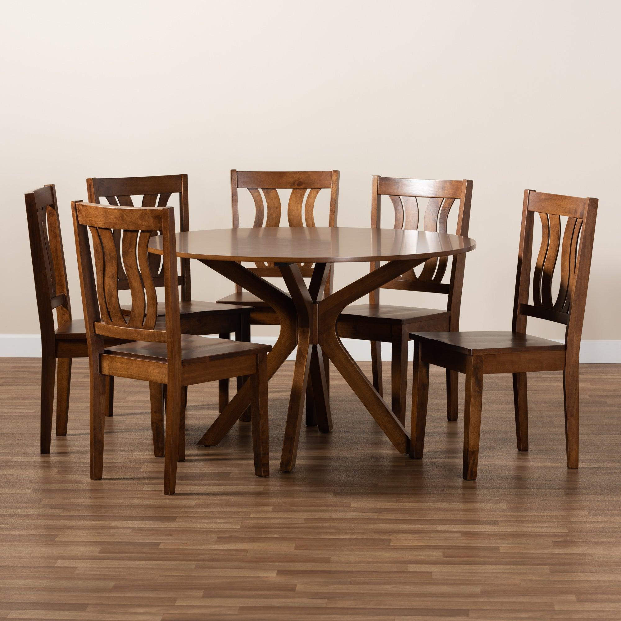 Mare Modern and Contemporary Transitional Finished Wood 7-Piece Dining Set