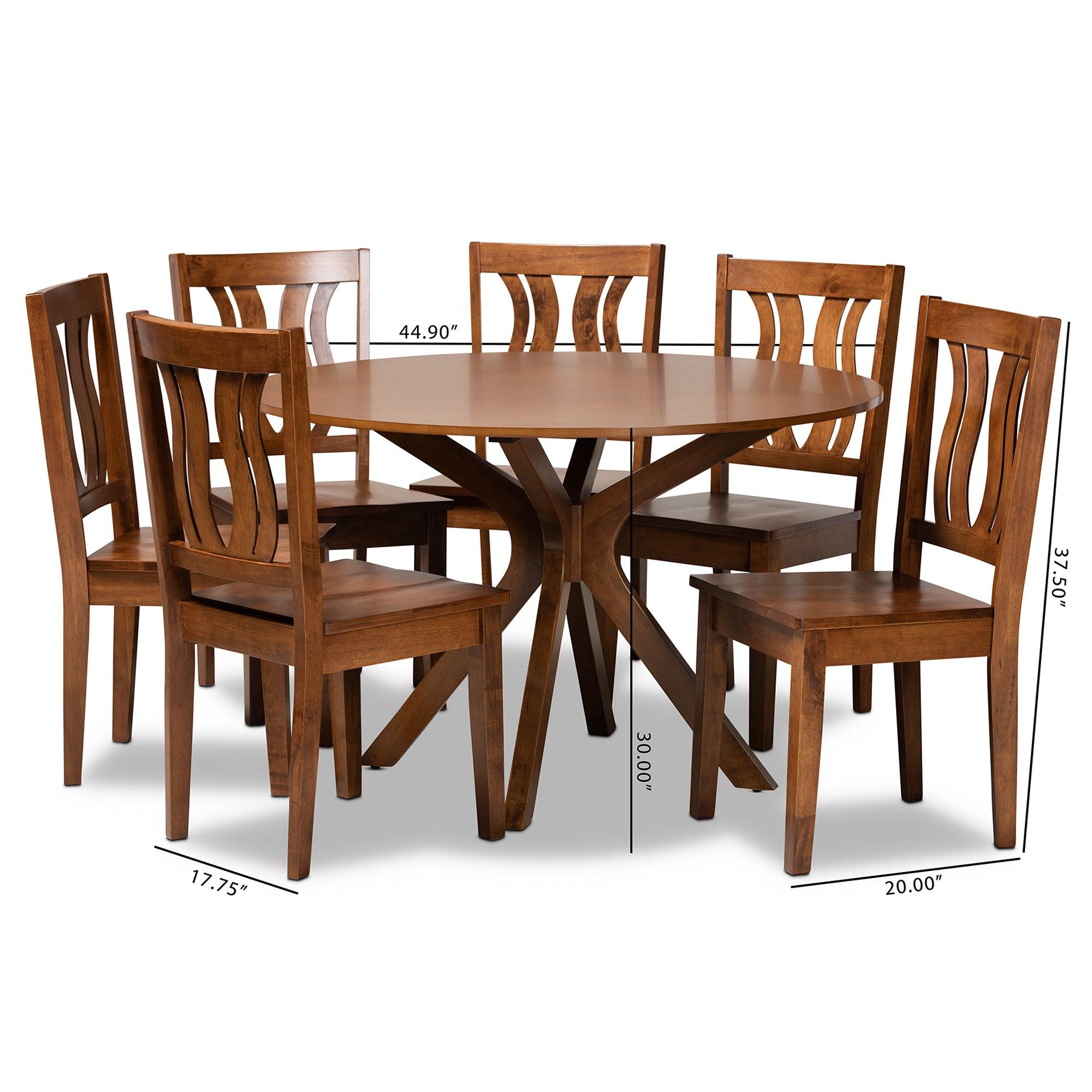 Mare Modern and Contemporary Transitional Finished Wood 7-Piece Dining Set