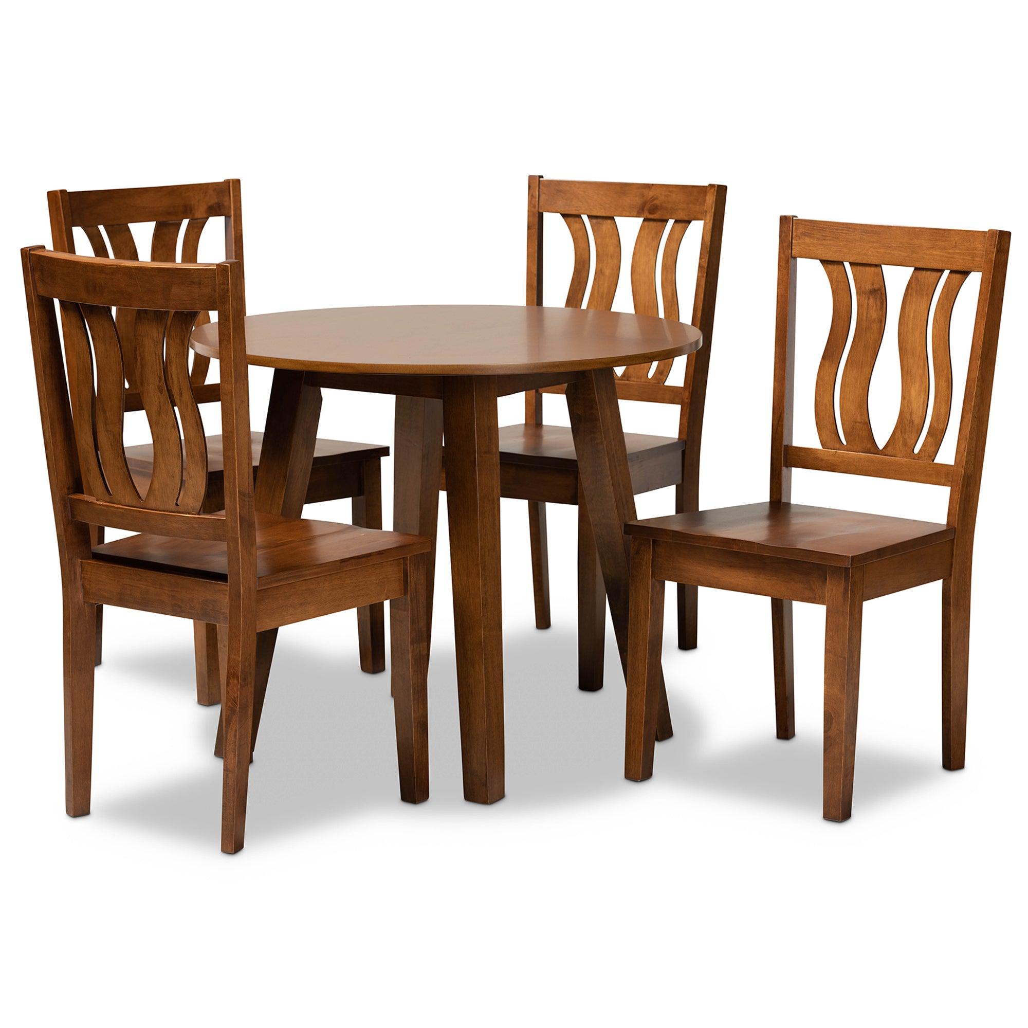 Anesa Modern and Contemporary Transitional Finished Wood 5-Piece Dining Set