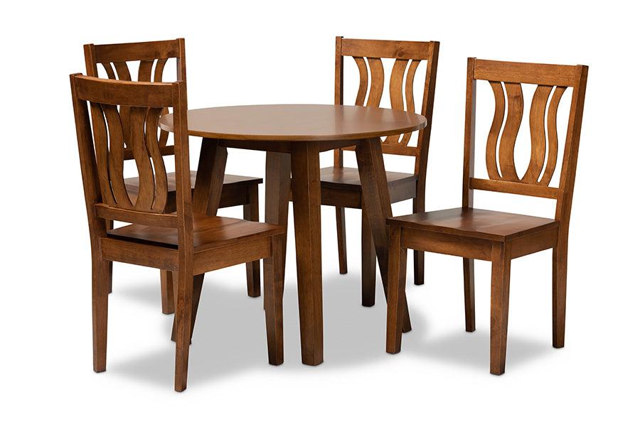 Anesa Modern and Contemporary Transitional Finished Wood 5-Piece Dining Set