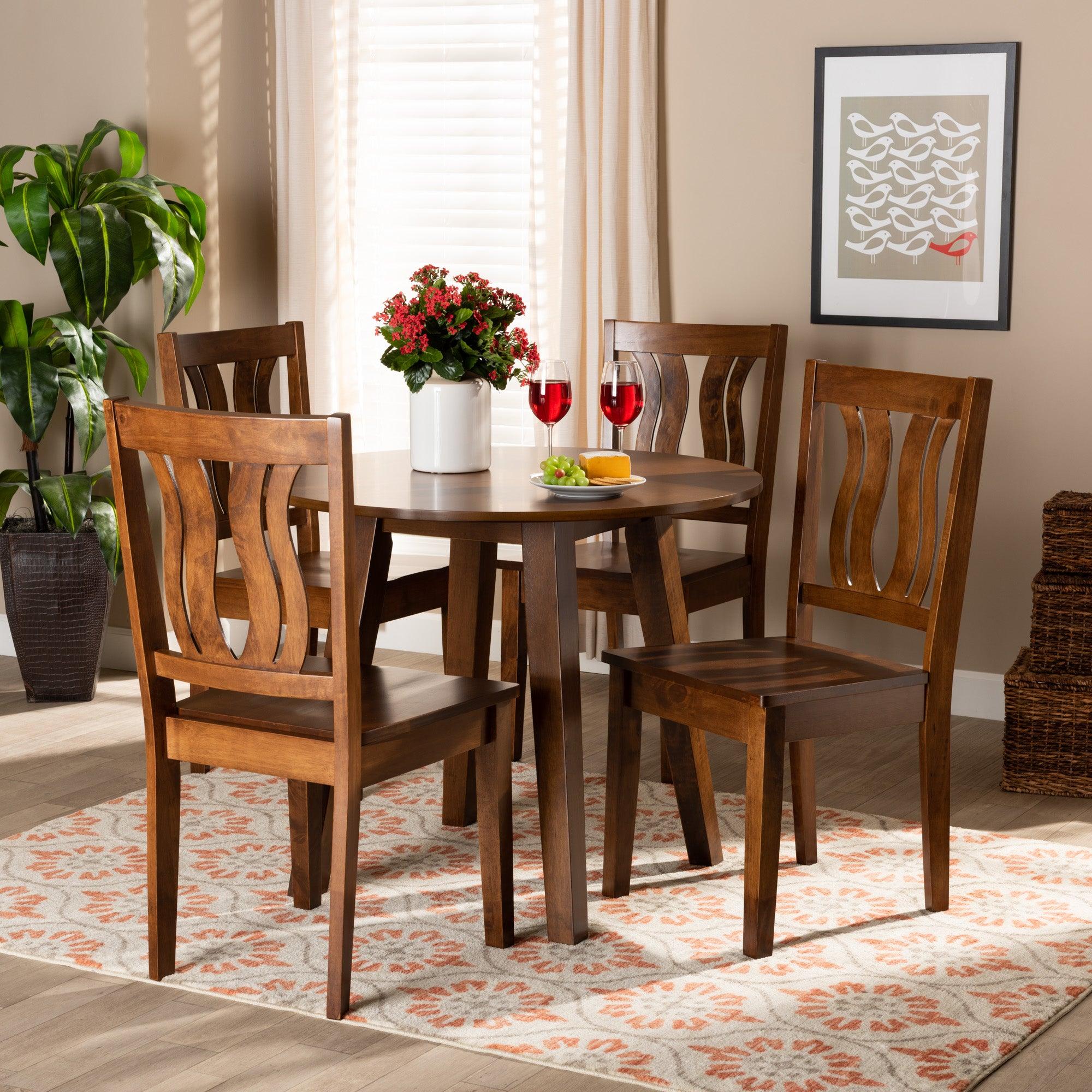 Anesa Modern and Contemporary Transitional Finished Wood 5-Piece Dining Set