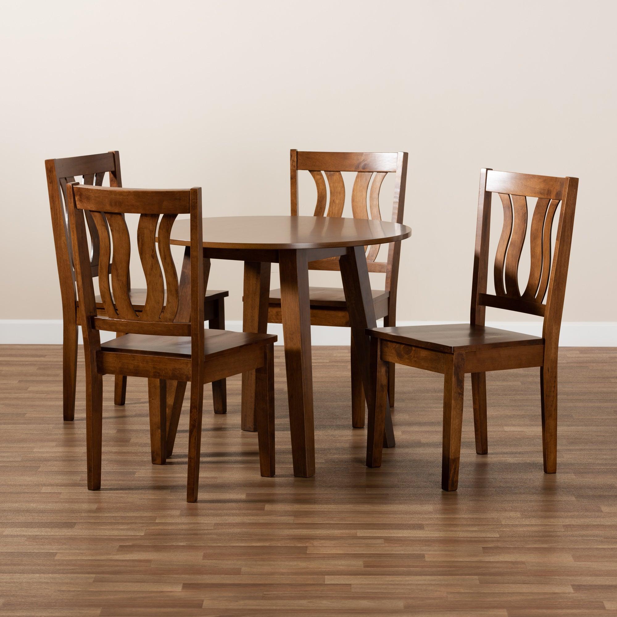 Anesa Modern and Contemporary Transitional Finished Wood 5-Piece Dining Set