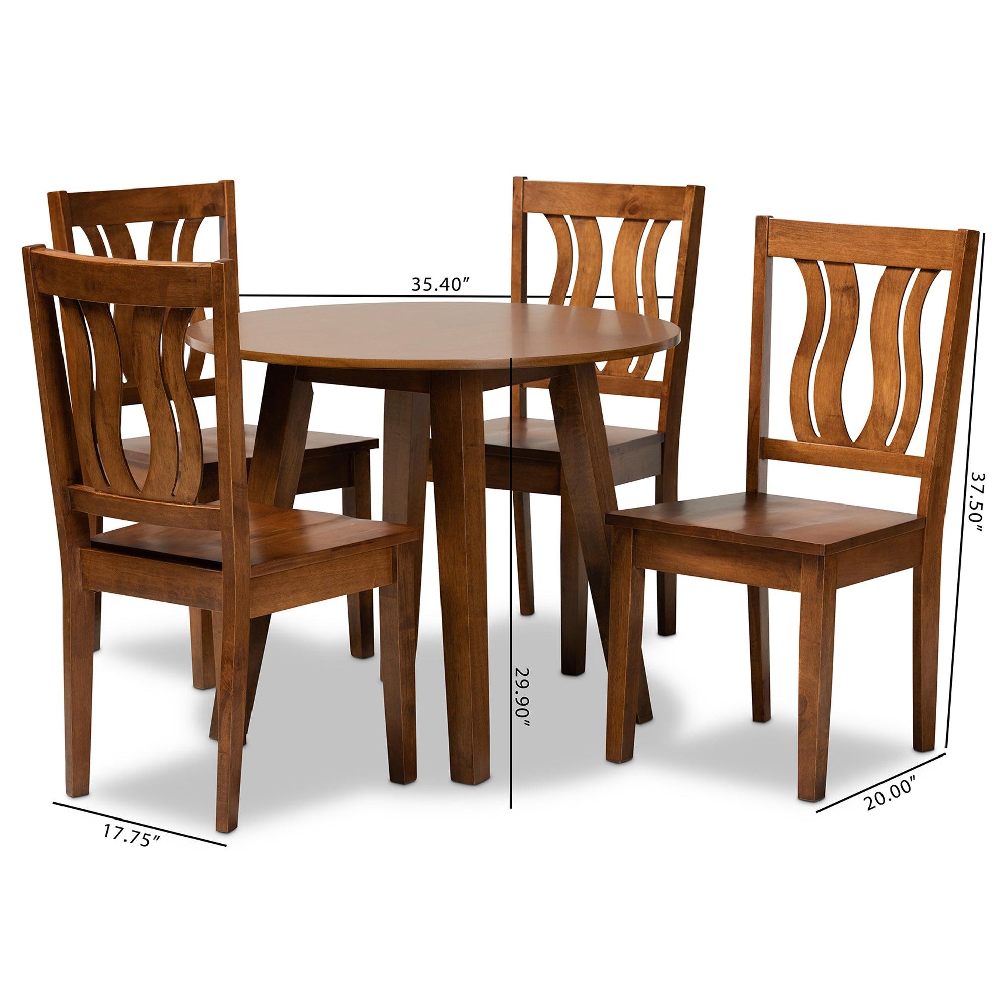 Anesa Modern and Contemporary Transitional Finished Wood 5-Piece Dining Set