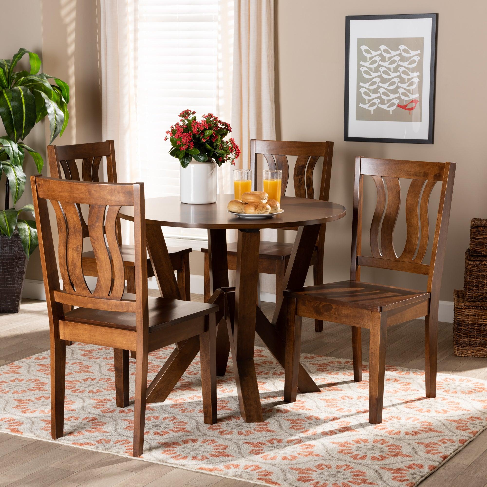 Noelia Modern and Contemporary Transitional Finished Wood 5-Piece Dining Set