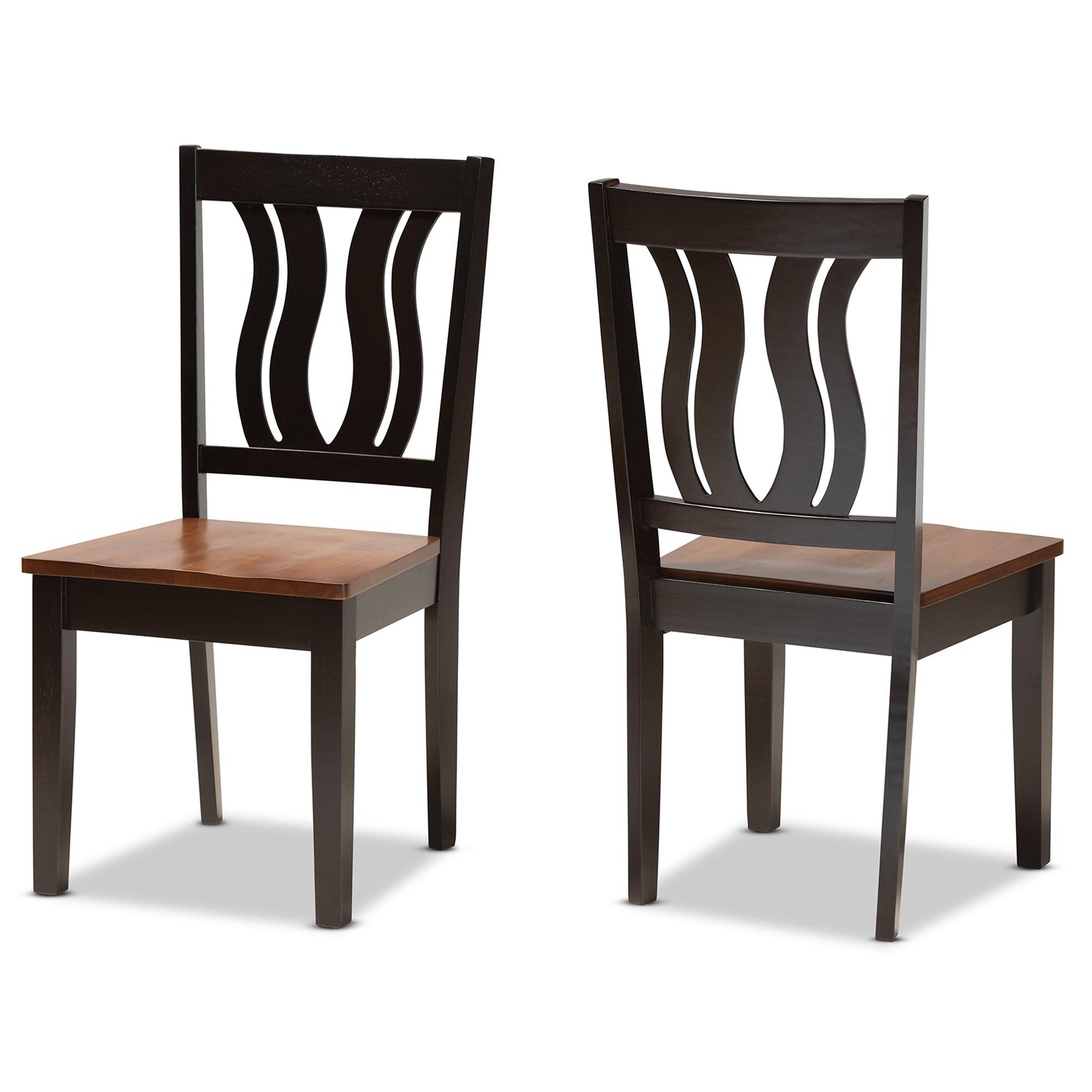 Fenton Modern and Contemporary Transitional Two-Tone and Finished Wood 2-Piece Dining Chair Set