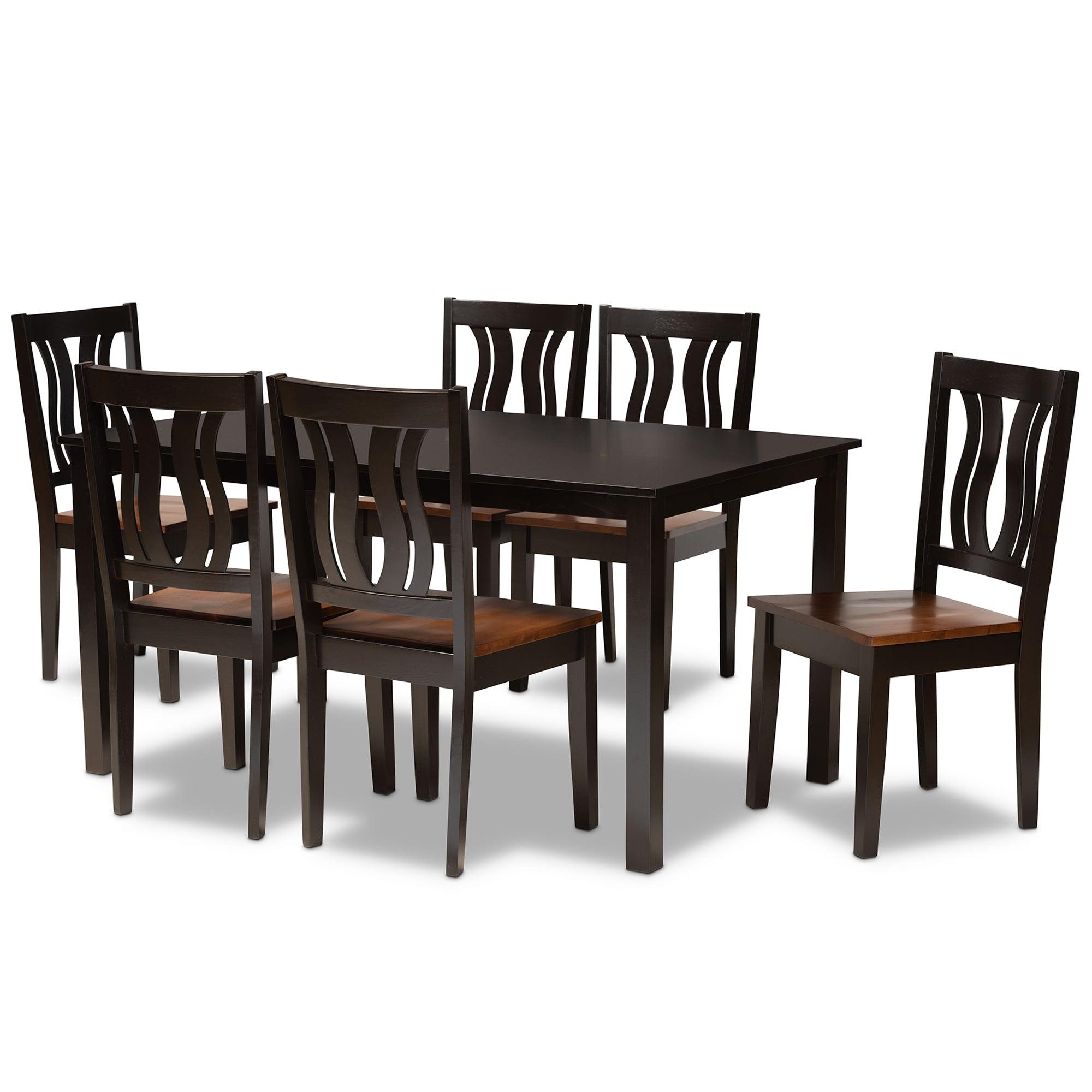 Zamira Modern and Contemporary Transitional Two-Tone and Finished Wood 7-Piece Dining Set