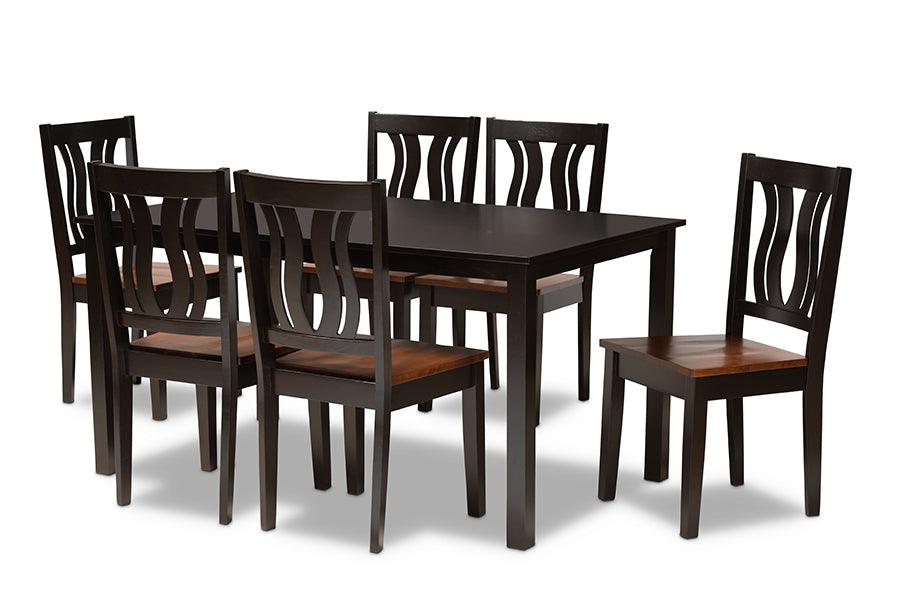 Zamira Modern and Contemporary Transitional Two-Tone and Finished Wood 7-Piece Dining Set