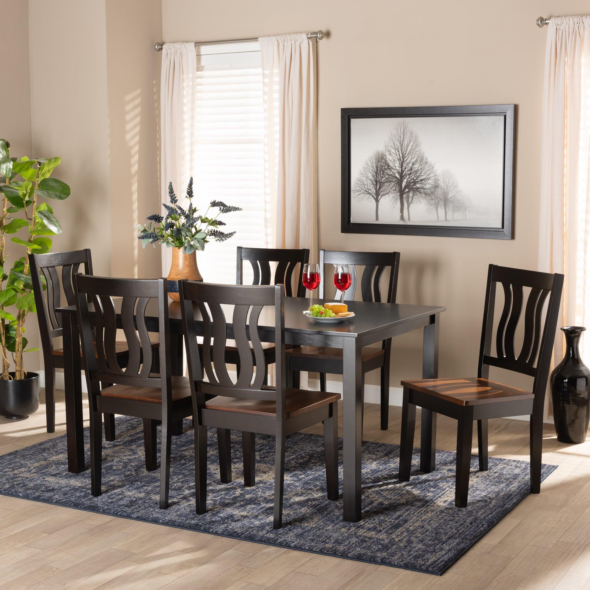 Zamira Modern and Contemporary Transitional Two-Tone and Finished Wood 7-Piece Dining Set