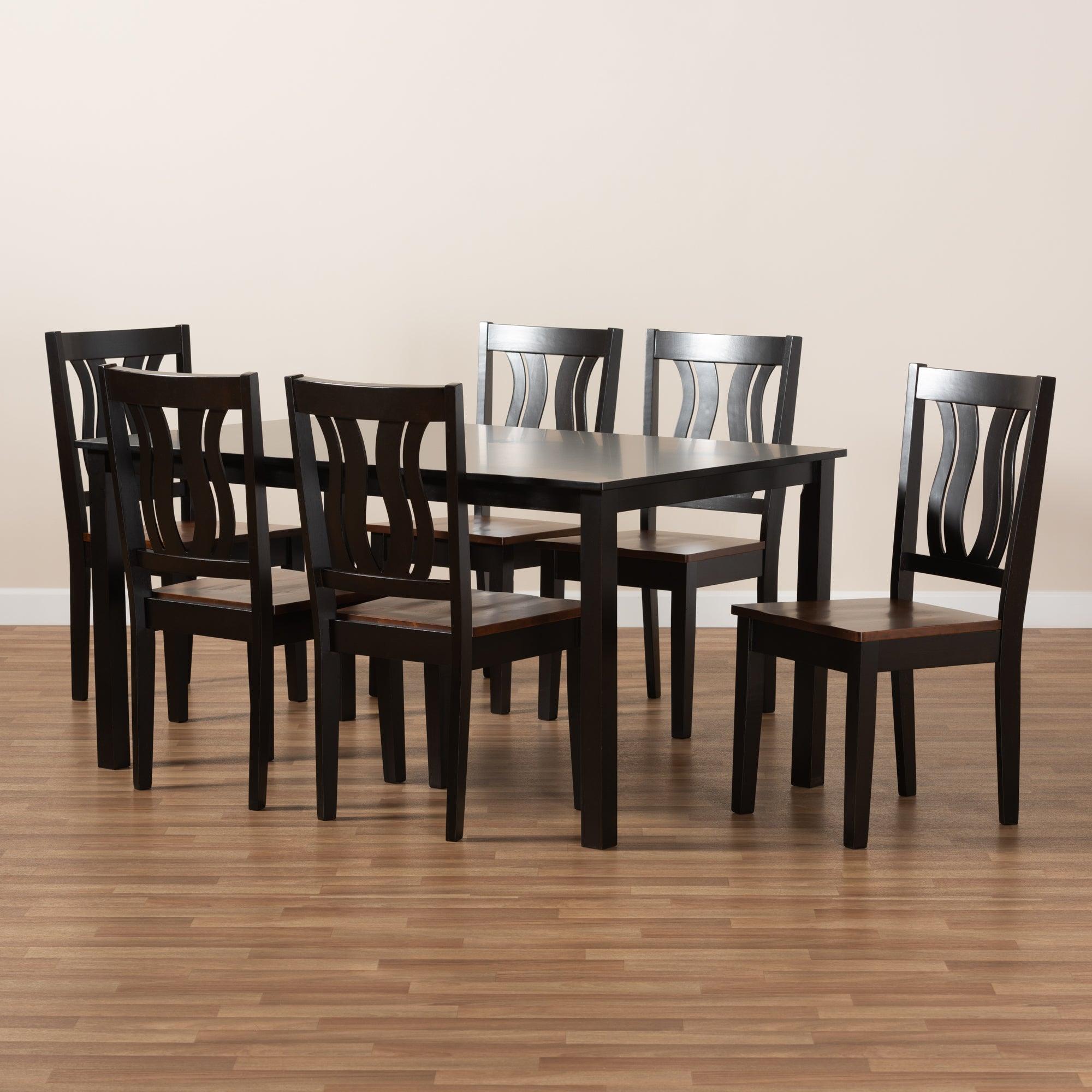 Zamira Modern and Contemporary Transitional Two-Tone and Finished Wood 7-Piece Dining Set