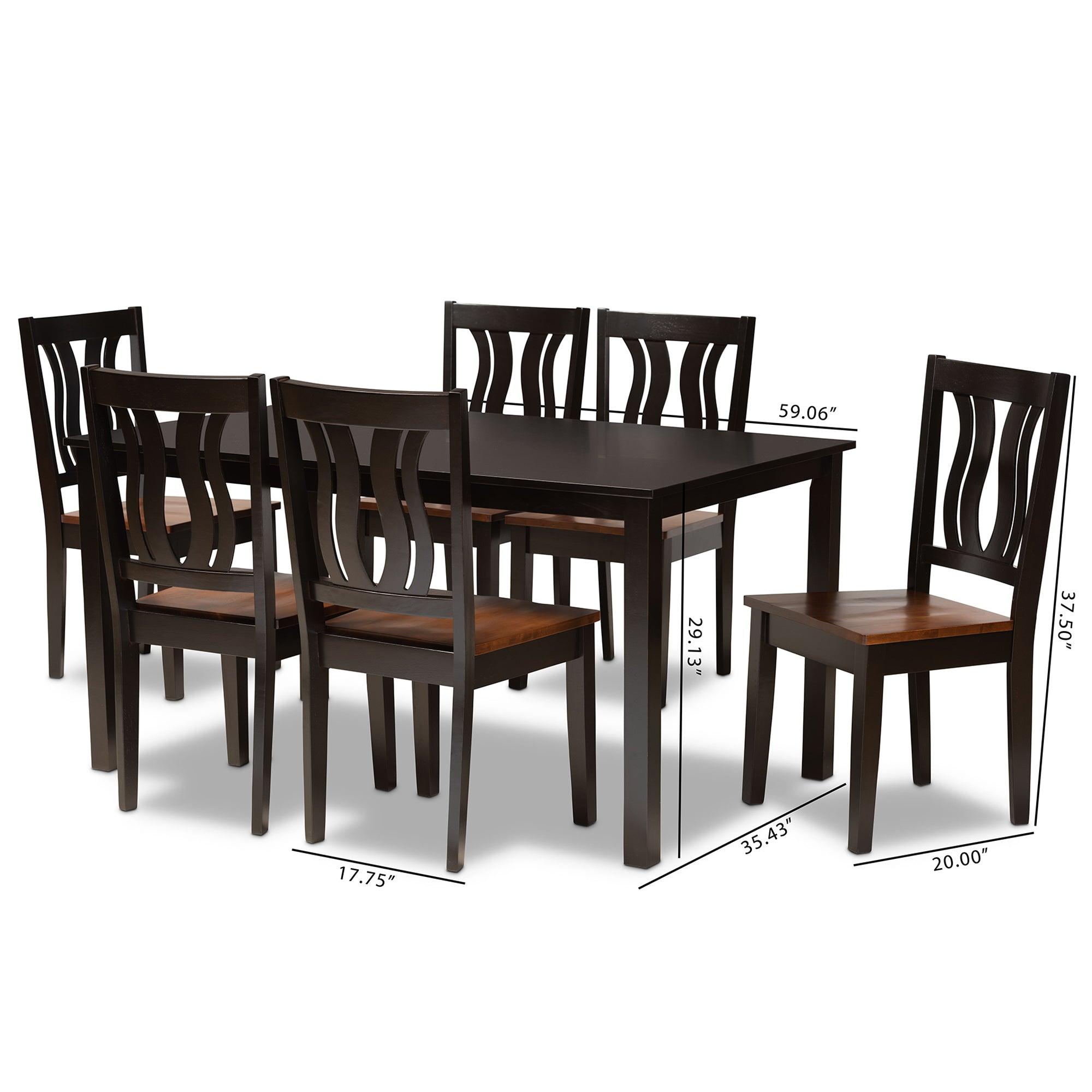 Zamira Modern and Contemporary Transitional Two-Tone and Finished Wood 7-Piece Dining Set