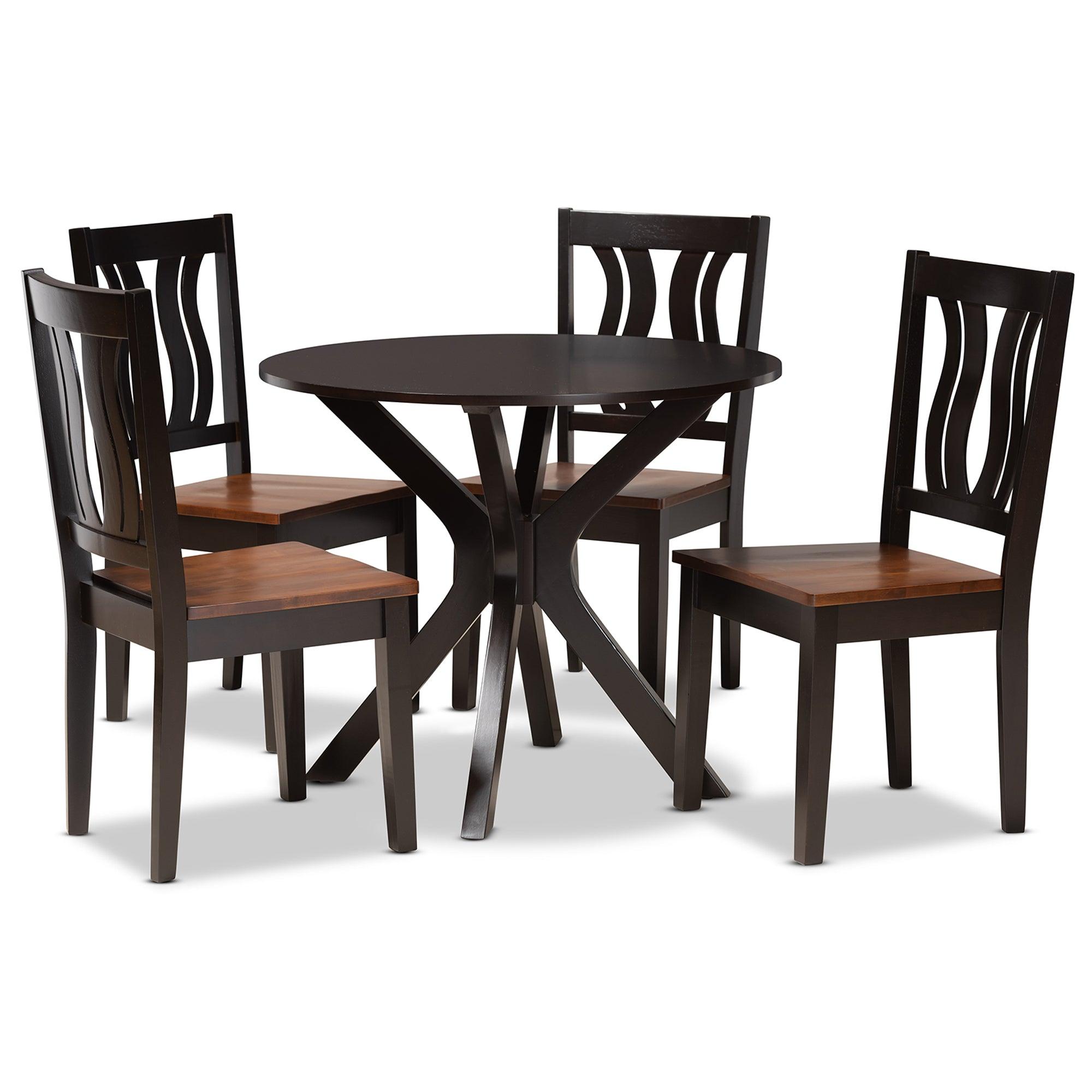 Mare Modern and Contemporary Transitional Two-Tone and Finished Wood 5-Piece Dining Set