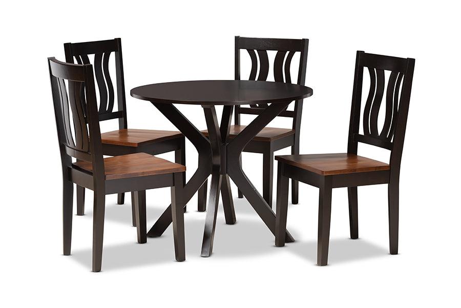 Mare Modern and Contemporary Transitional Two-Tone and Finished Wood 5-Piece Dining Set