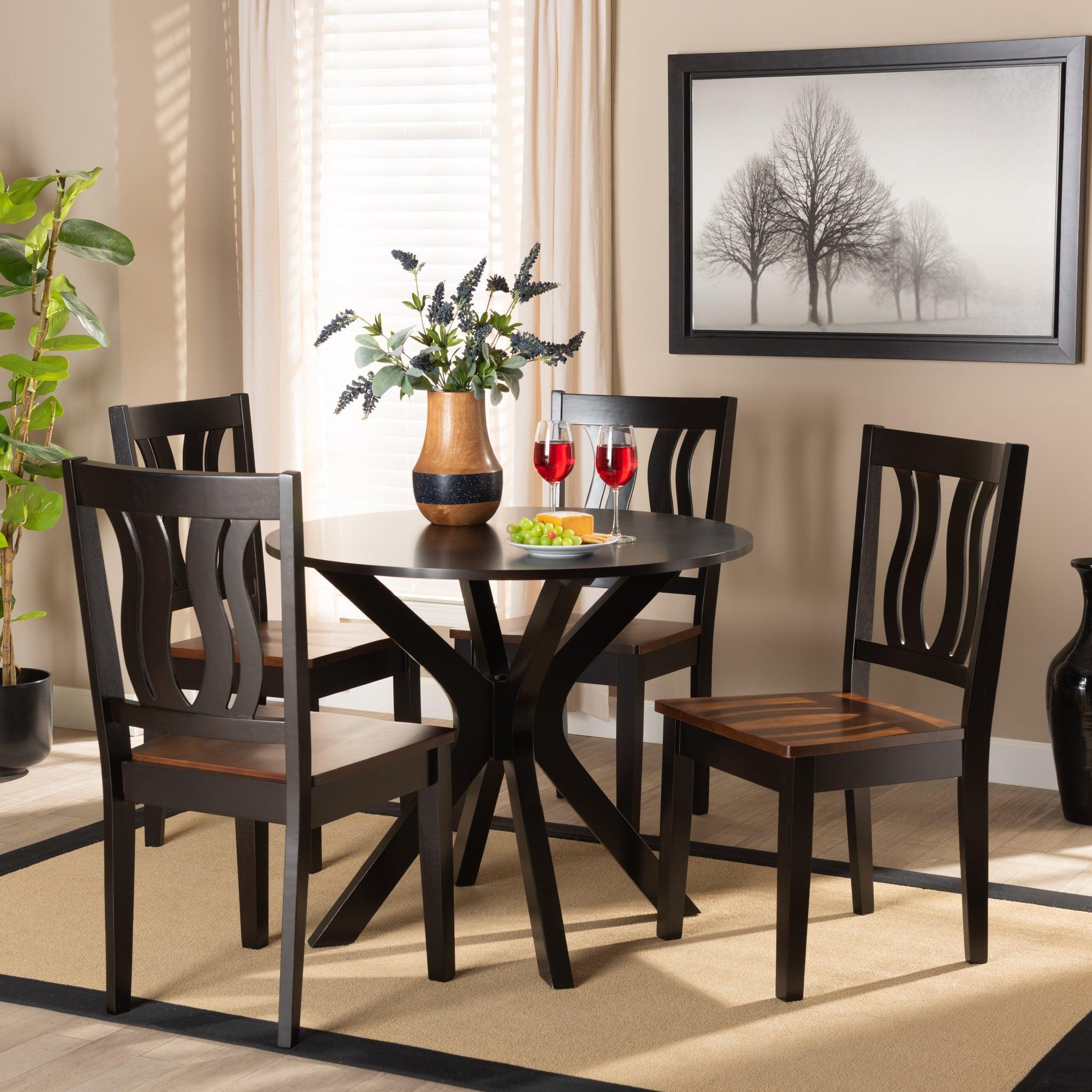 Mare Modern and Contemporary Transitional Two-Tone and Finished Wood 5-Piece Dining Set