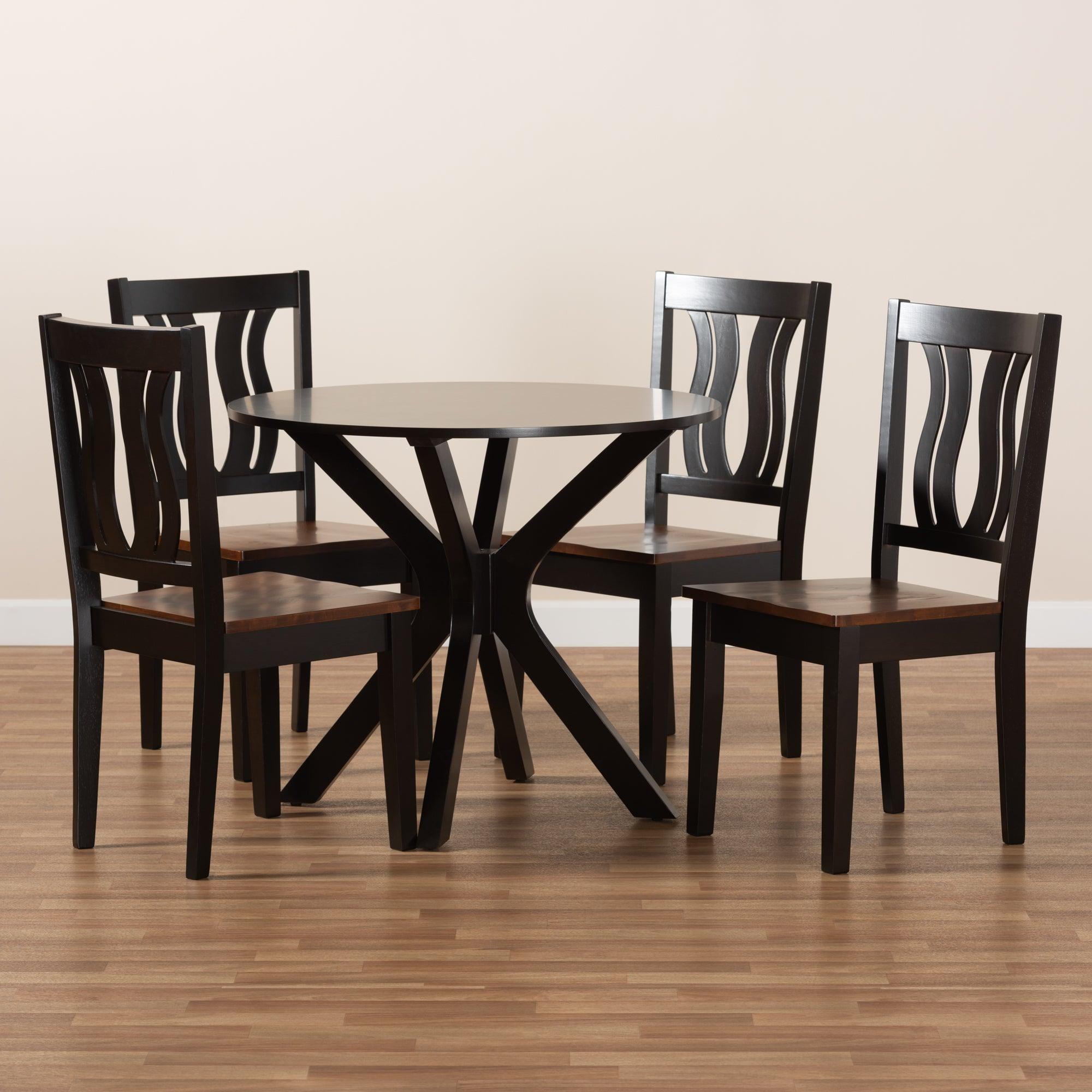 Mare Modern and Contemporary Transitional Two-Tone and Finished Wood 5-Piece Dining Set