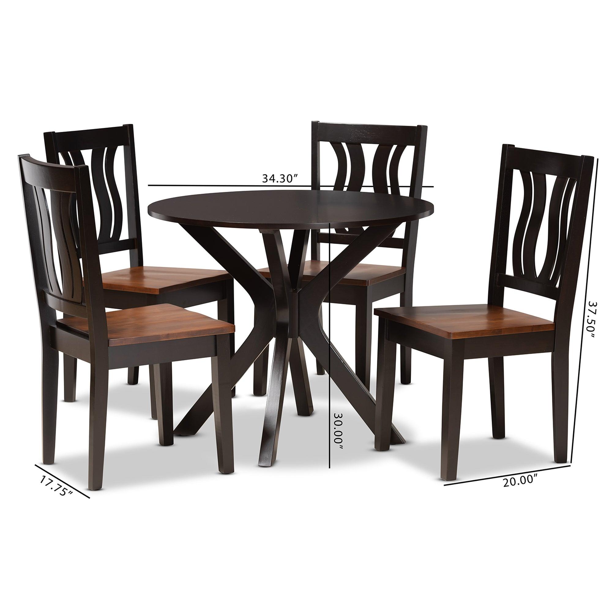 Mare Modern and Contemporary Transitional Two-Tone and Finished Wood 5-Piece Dining Set