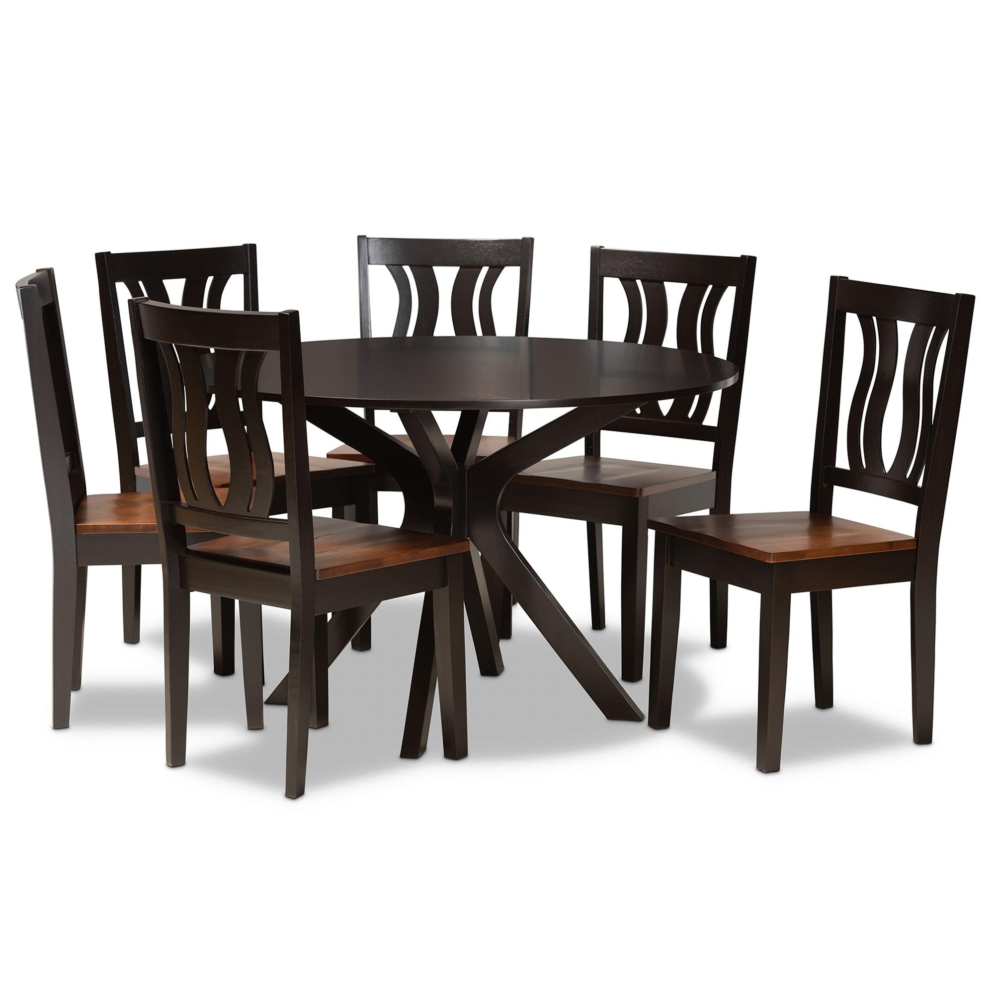 Mare Modern and Contemporary Transitional Two-Tone and Finished Wood 7-Piece Dining Set